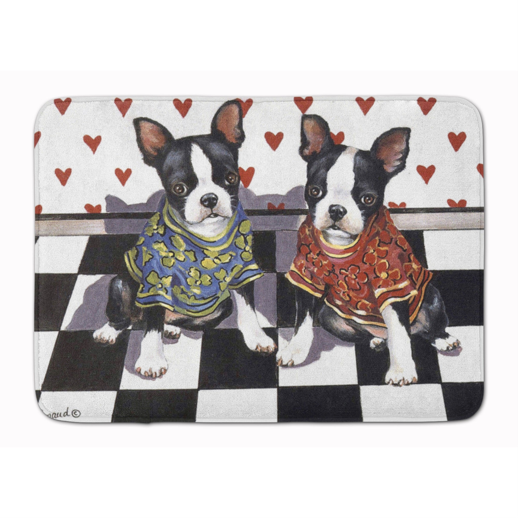 Boston Terrier Puppy Love Machine Washable Memory Foam Mat