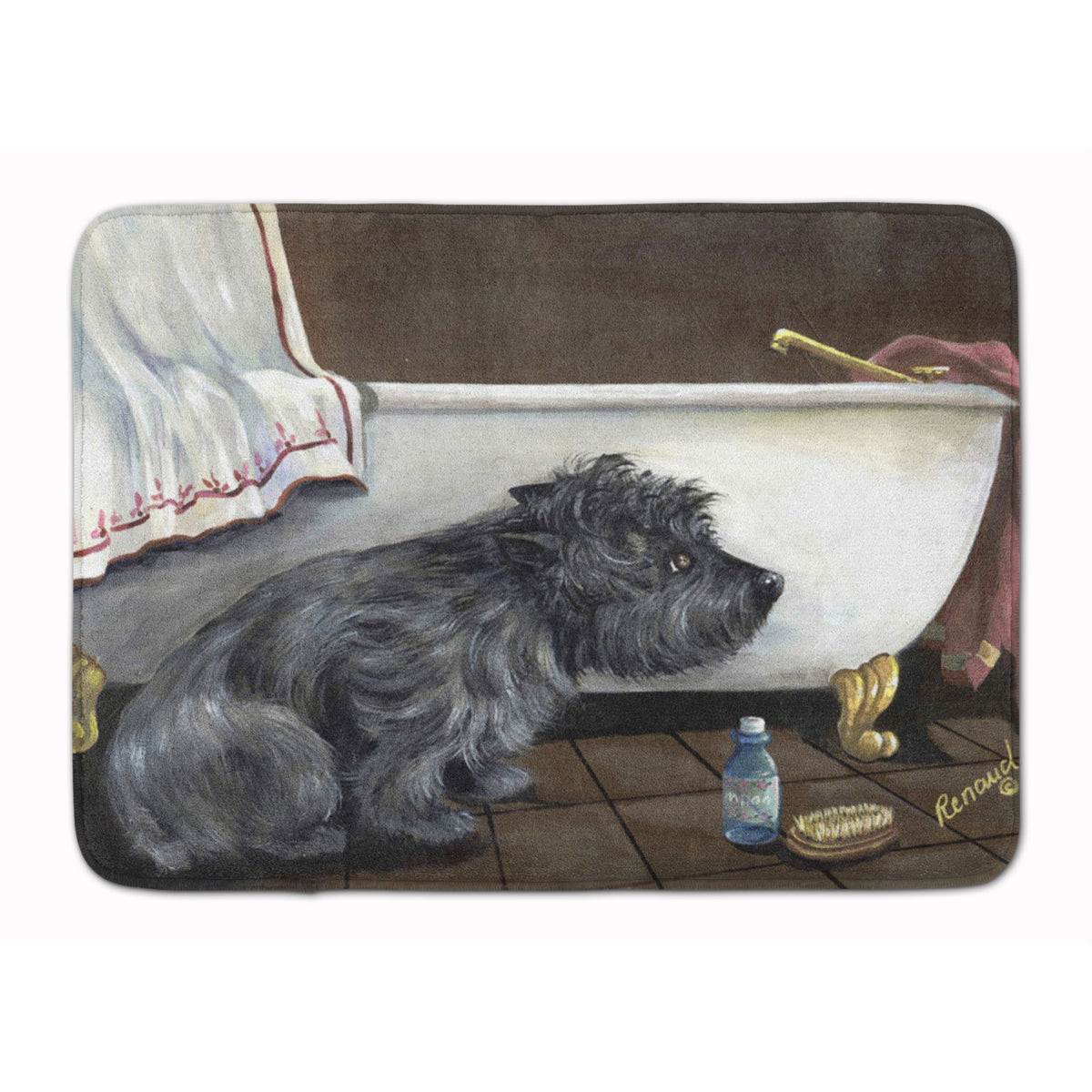 Cairn Terrier Bath Time Machine Washable Memory Foam Mat