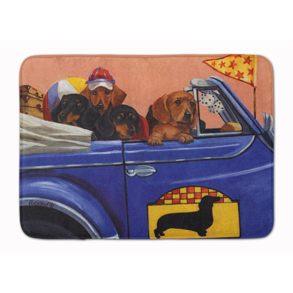 Dachshund Dachsmobile Machine Washable Memory Foam Mat
