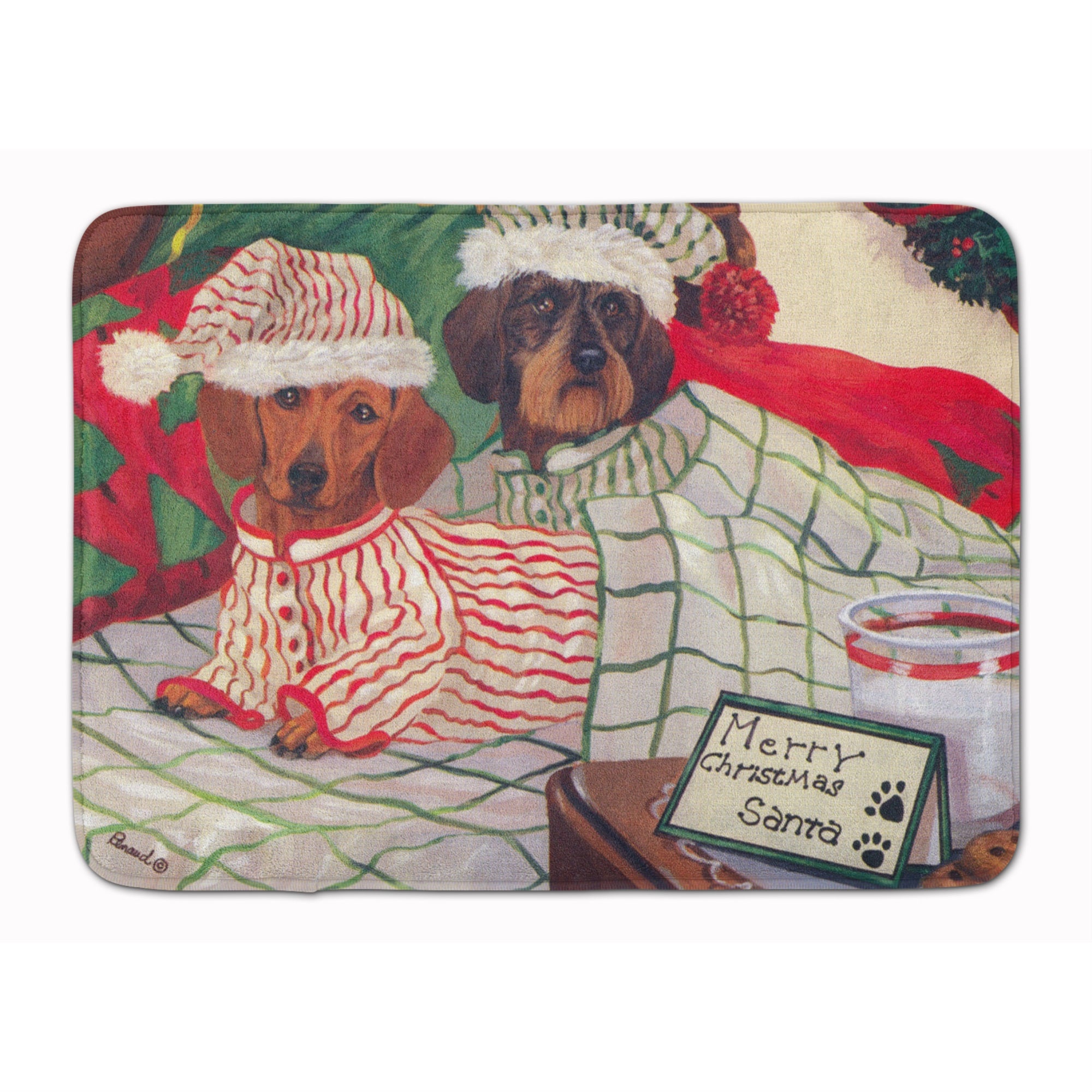 Dachshund Christmas Waiting For Santa Machine Washable Memory Foam Mat