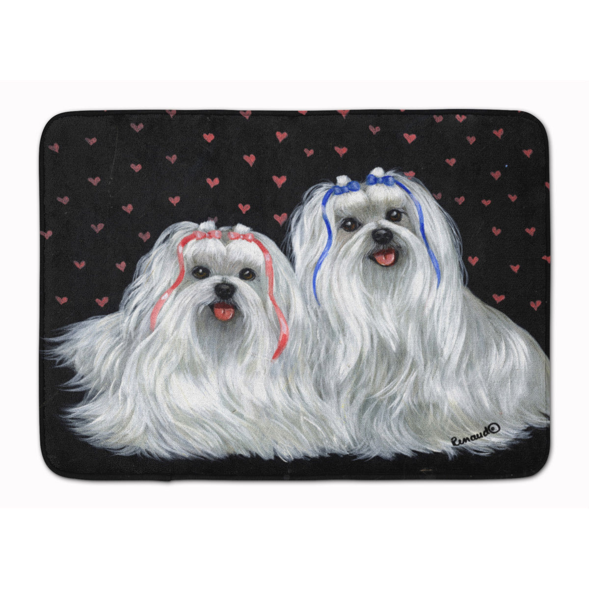 Maltese Sweethearts Machine Washable Memory Foam Mat