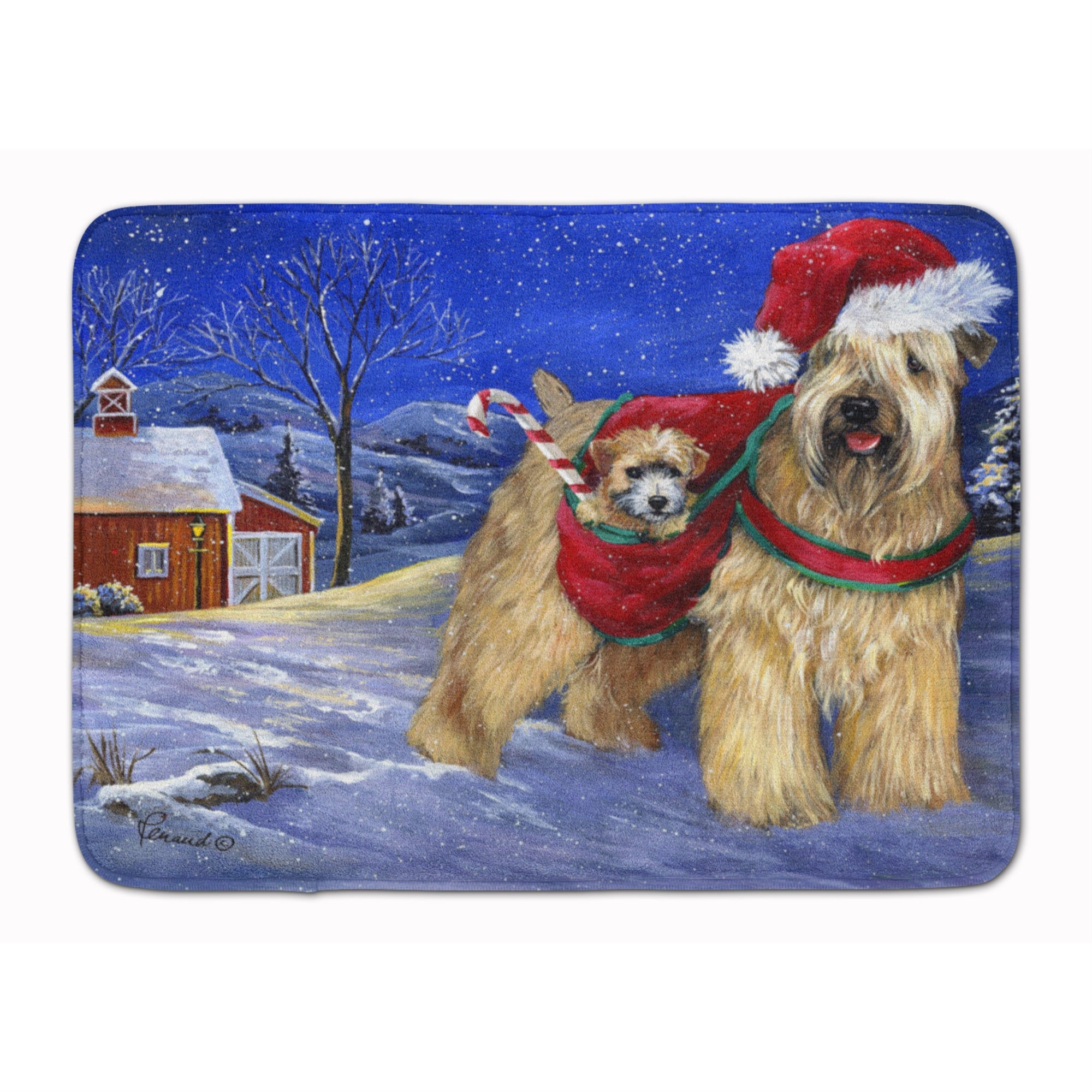 Wheaten Terrier Christmas Machine Washable Memory Foam Mat