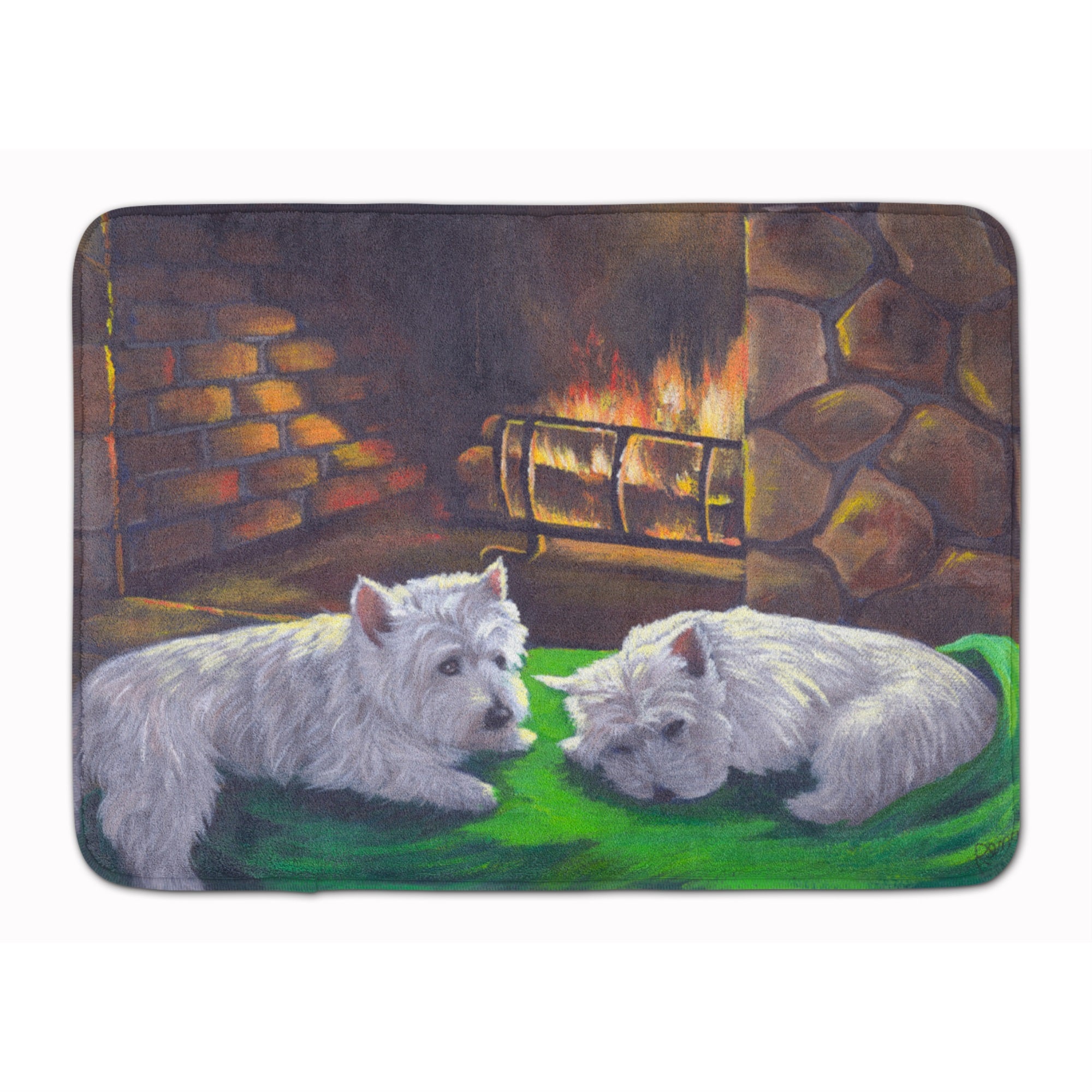 Westie A Winter'S Night Machine Washable Memory Foam Mat