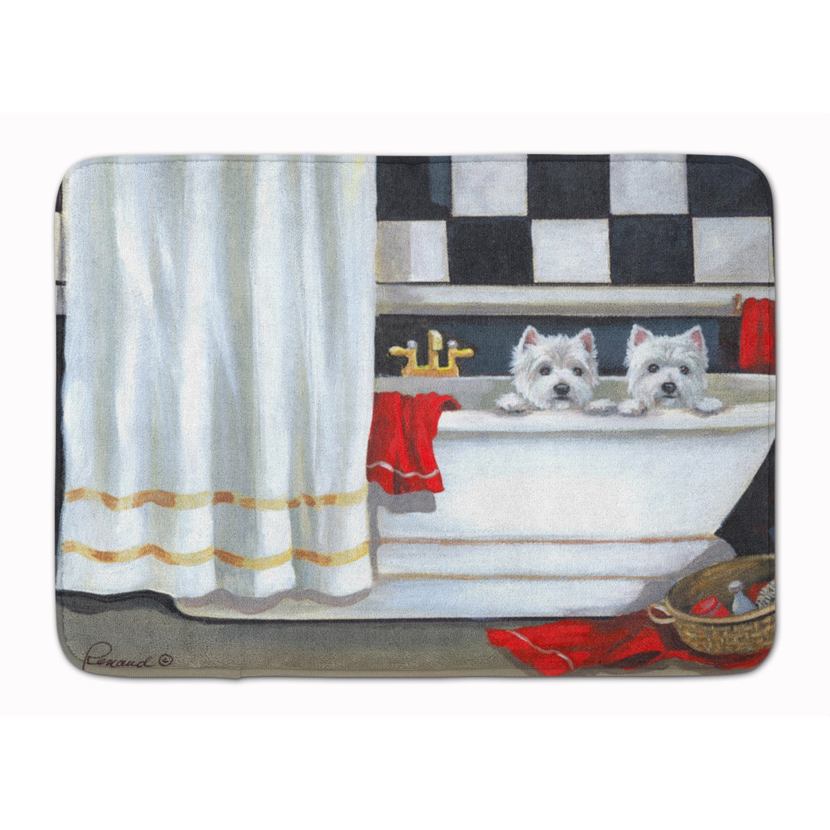 Westie Pour Le Bain Bathtime Machine Washable Memory Foam Mat