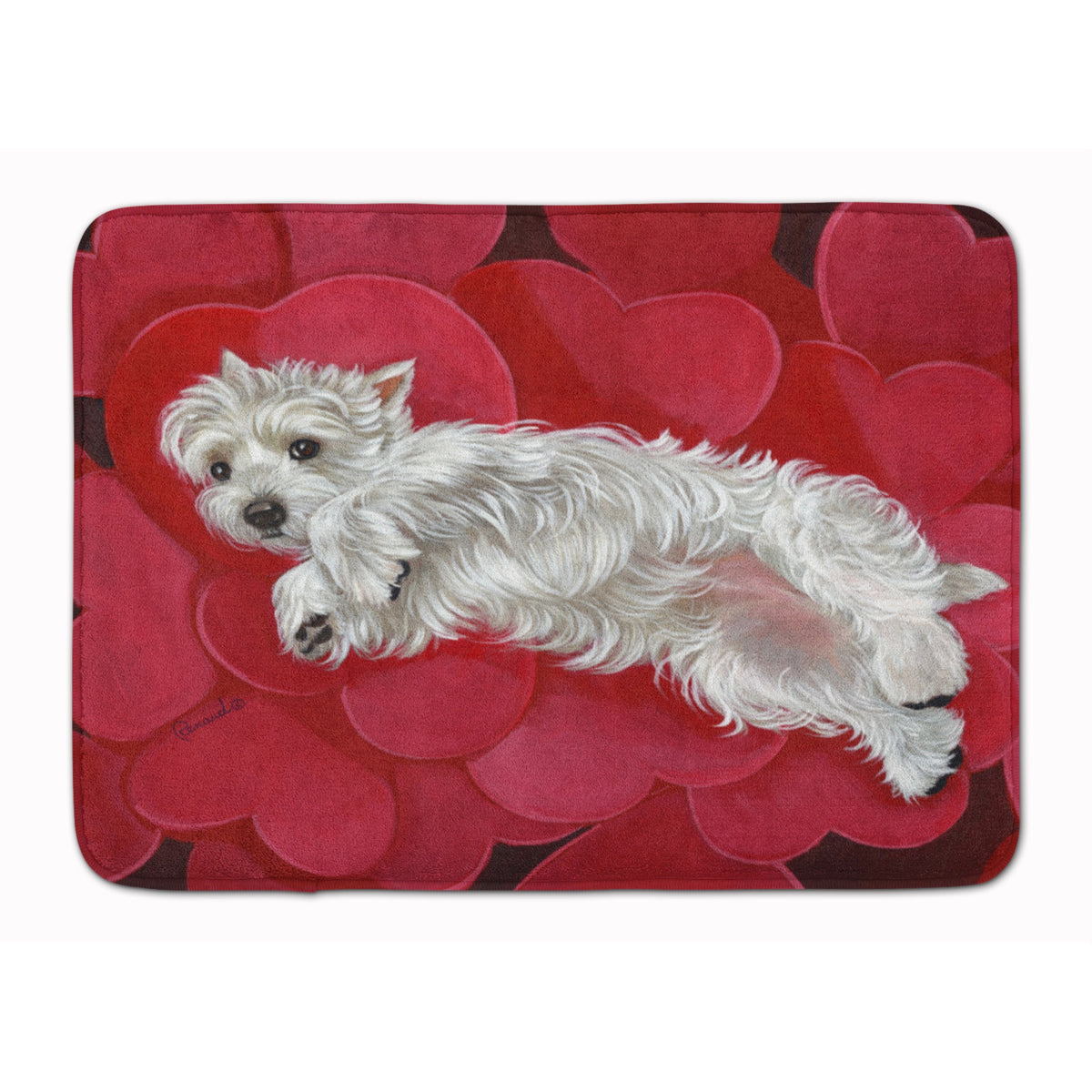 Westie Queen Of Hearts Machine Washable Memory Foam Mat