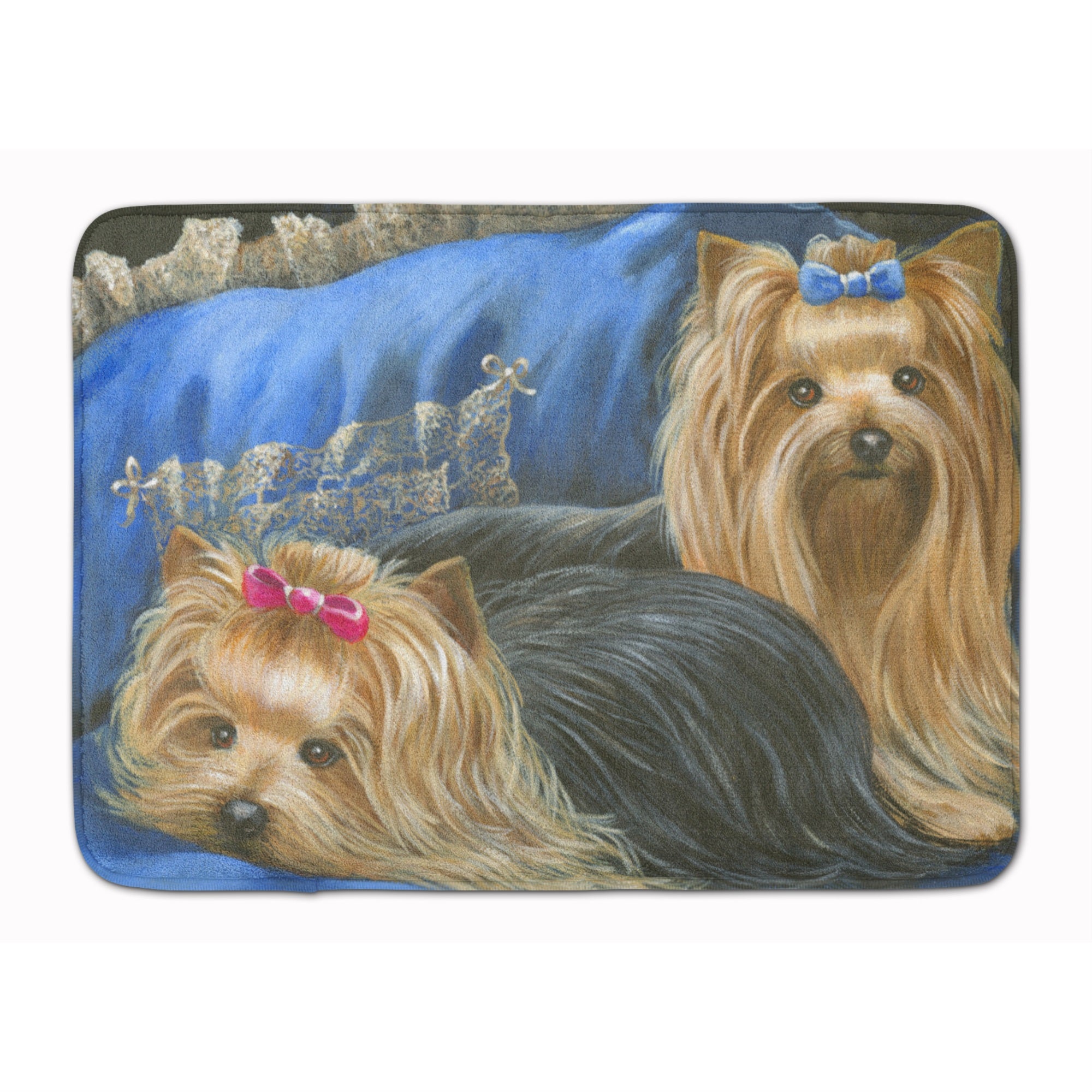Yorkshire Terrier Yorkie Satin And Lace Machine Washable Memory Foam Mat
