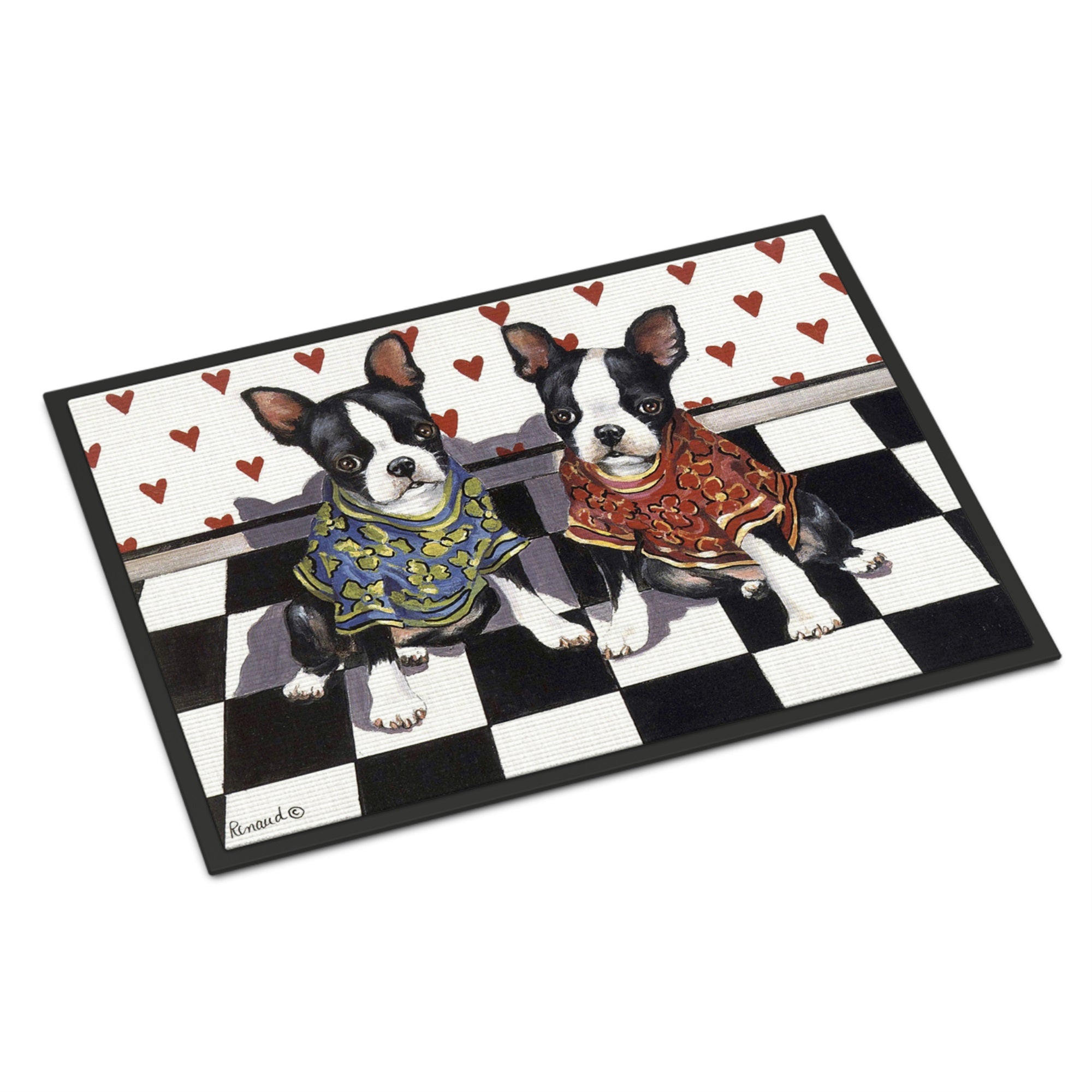Boston Terrier Puppy Love Indoor Or Outdoor Mat 18X27