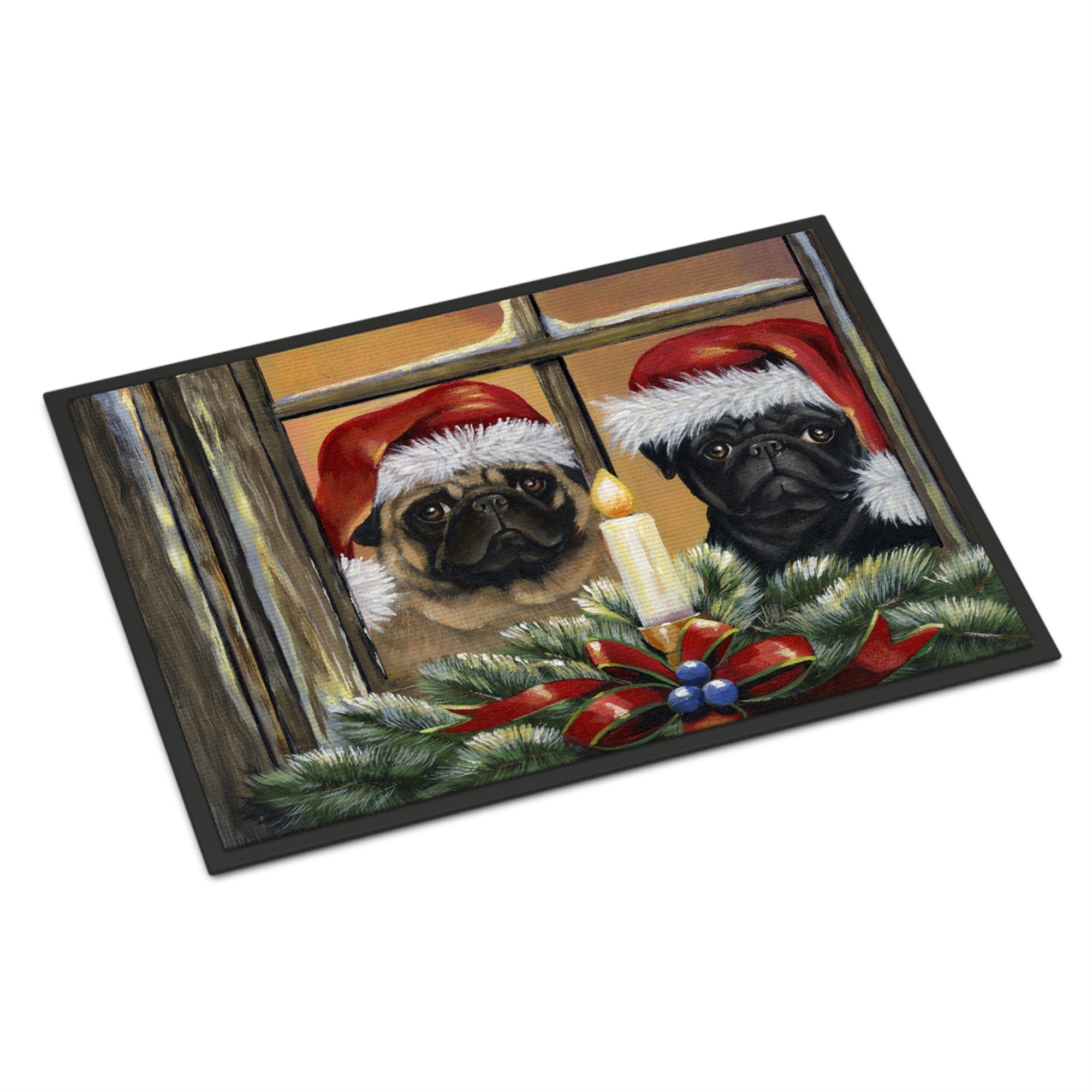 Pug Christmas Anticipation Indoor Or Outdoor Mat 18X27