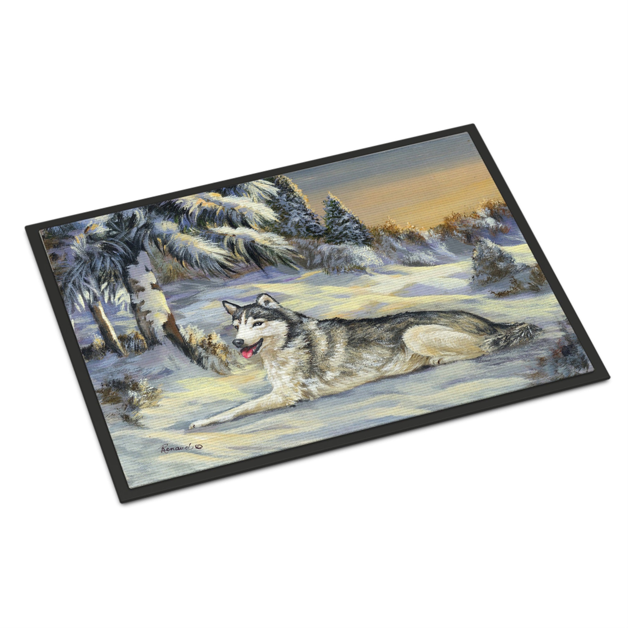 Siberian Husky Winterscape Indoor Or Outdoor Mat 18X27