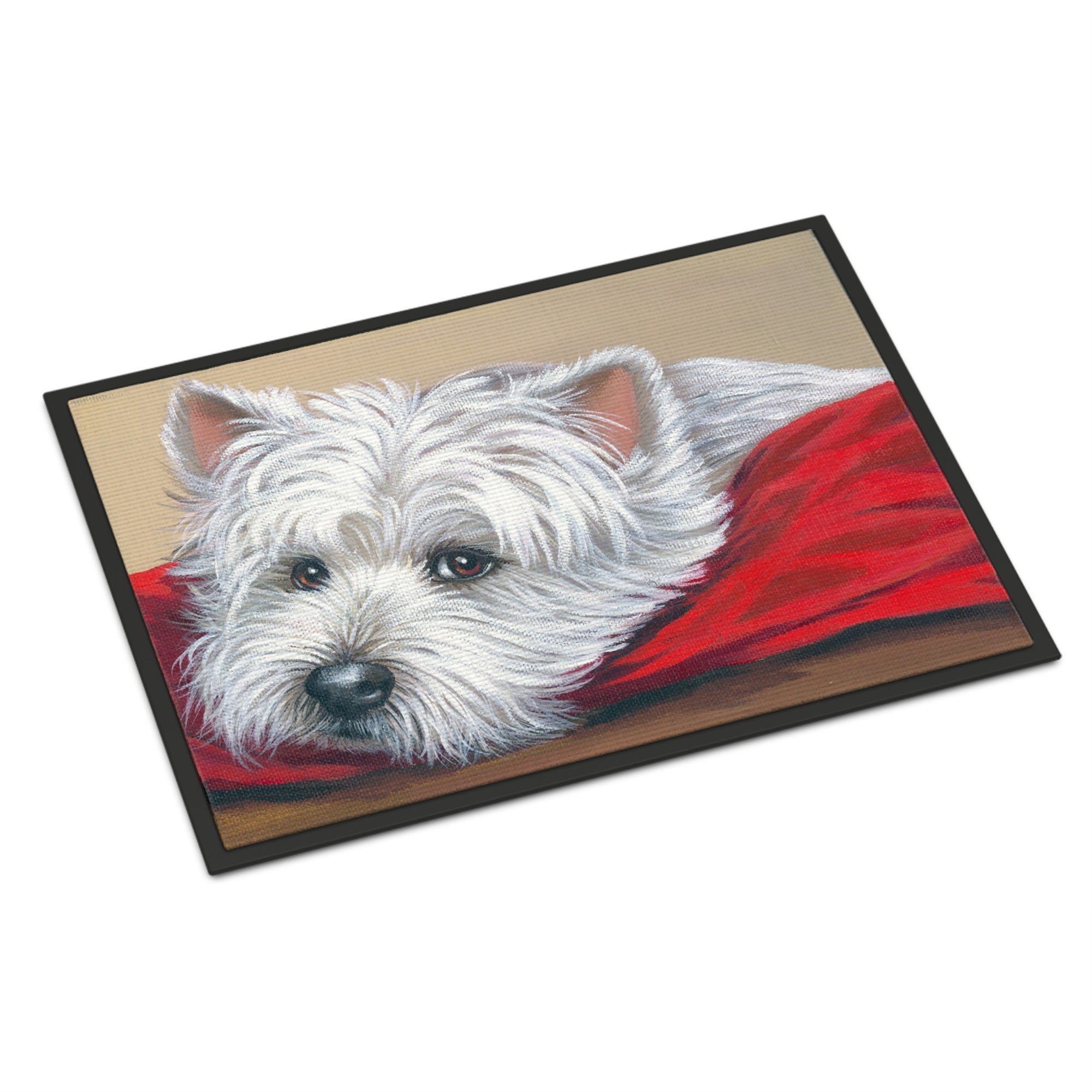 Westie Red Pillow Indoor Or Outdoor Mat 18X27