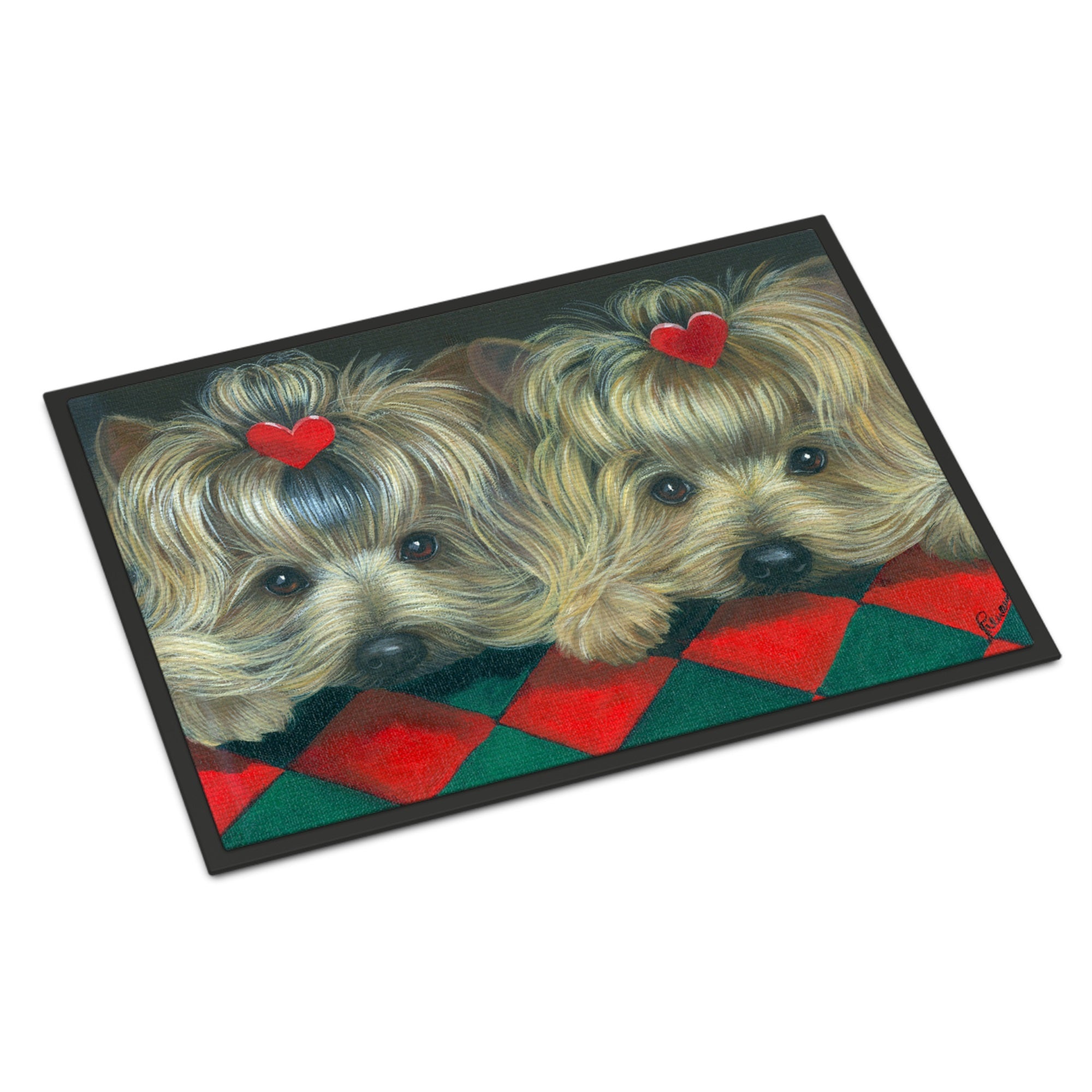 Yorkshire Terrier Yorkie 2 Hearts Indoor Or Outdoor Mat 18X27