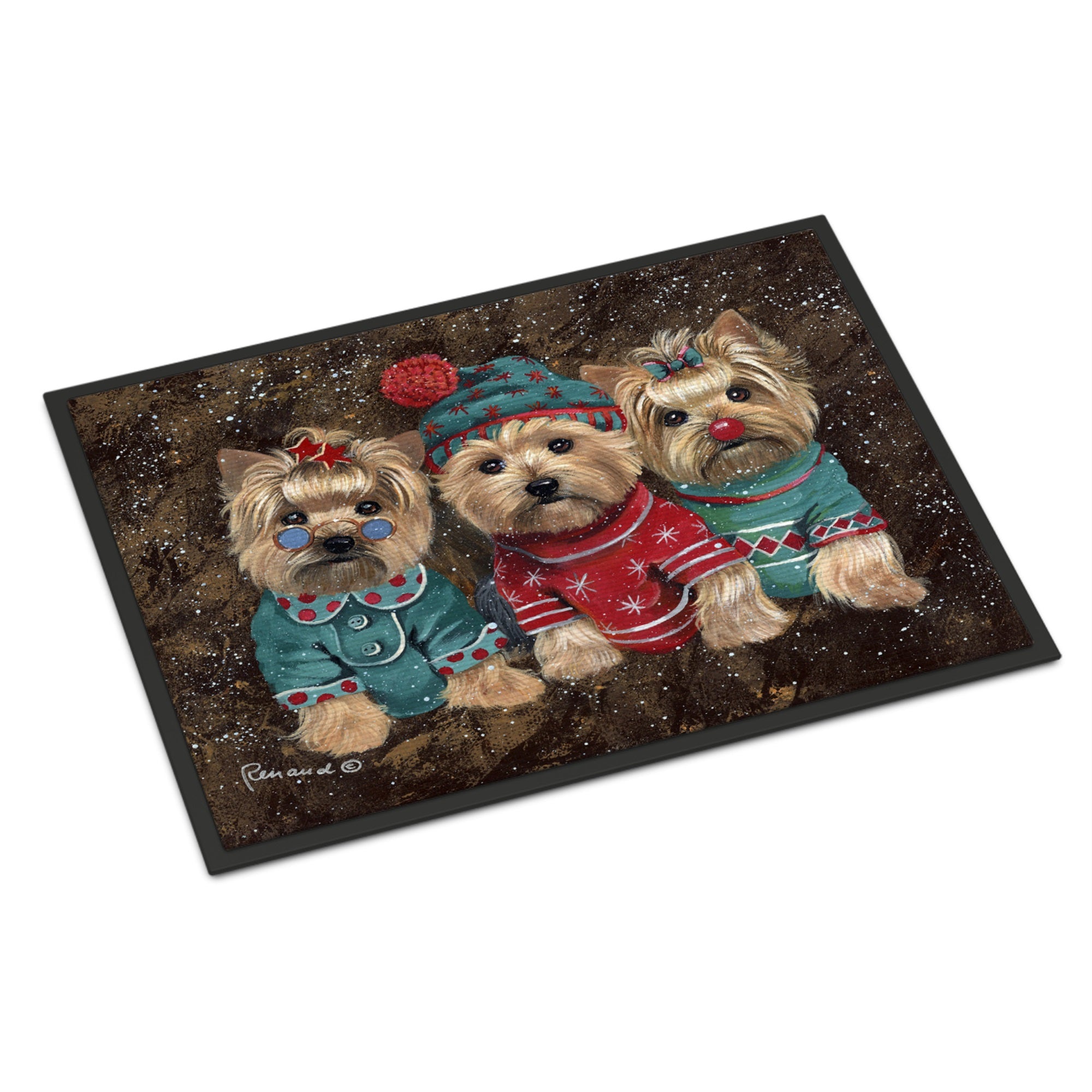 Yorkshire Terrier Yorkie Christmas Elves Indoor Or Outdoor Mat 18X27