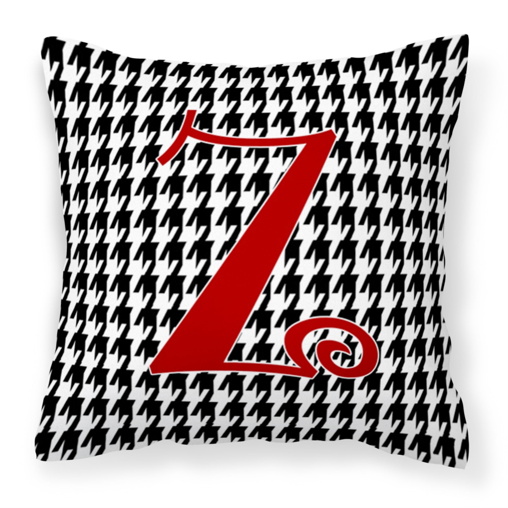 Letter Z Initial Monogram - Houndstooth Black Fabric Decorative Pillow