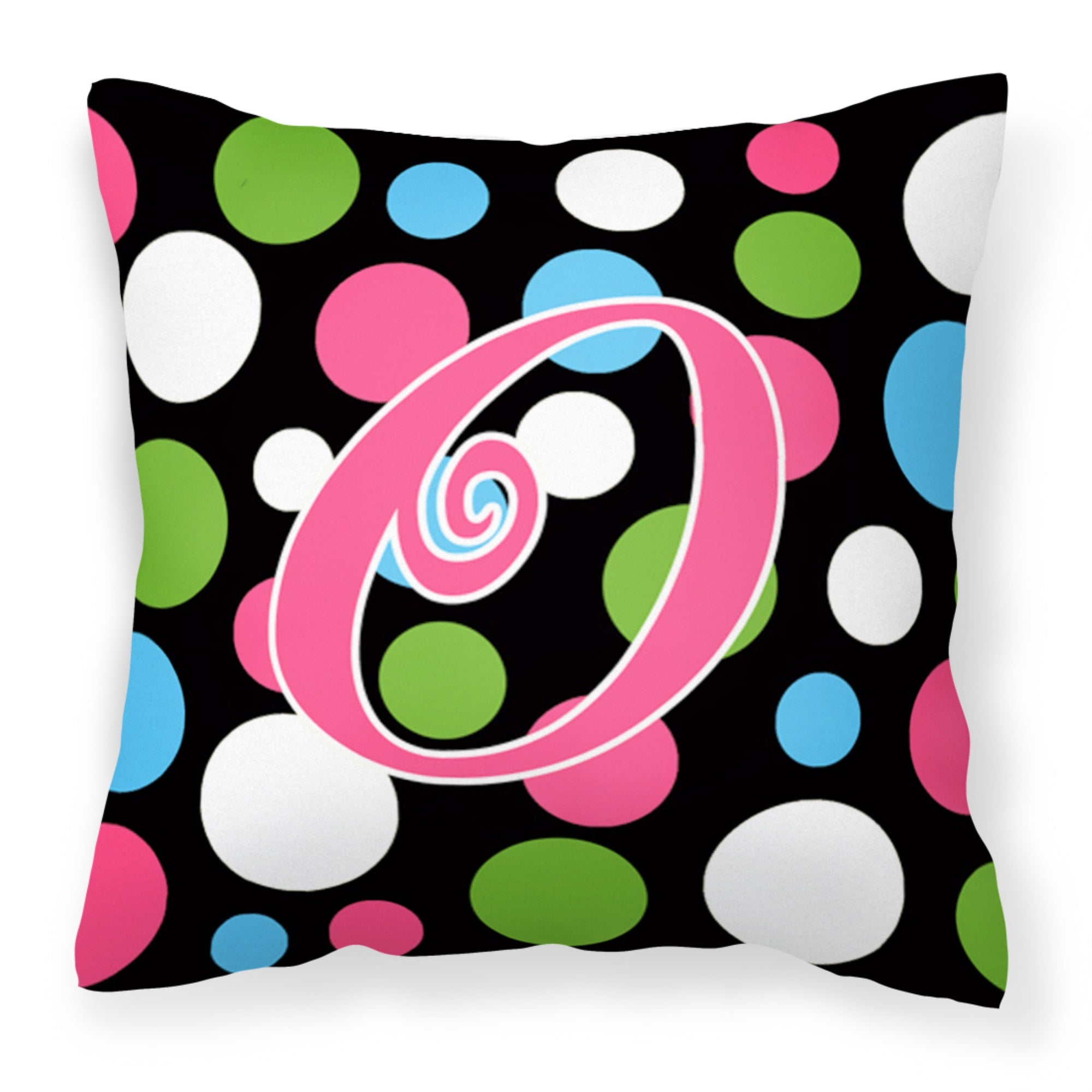 Letter O Initial Monogram - Polkadots And Pink Fabric Decorative Pillow