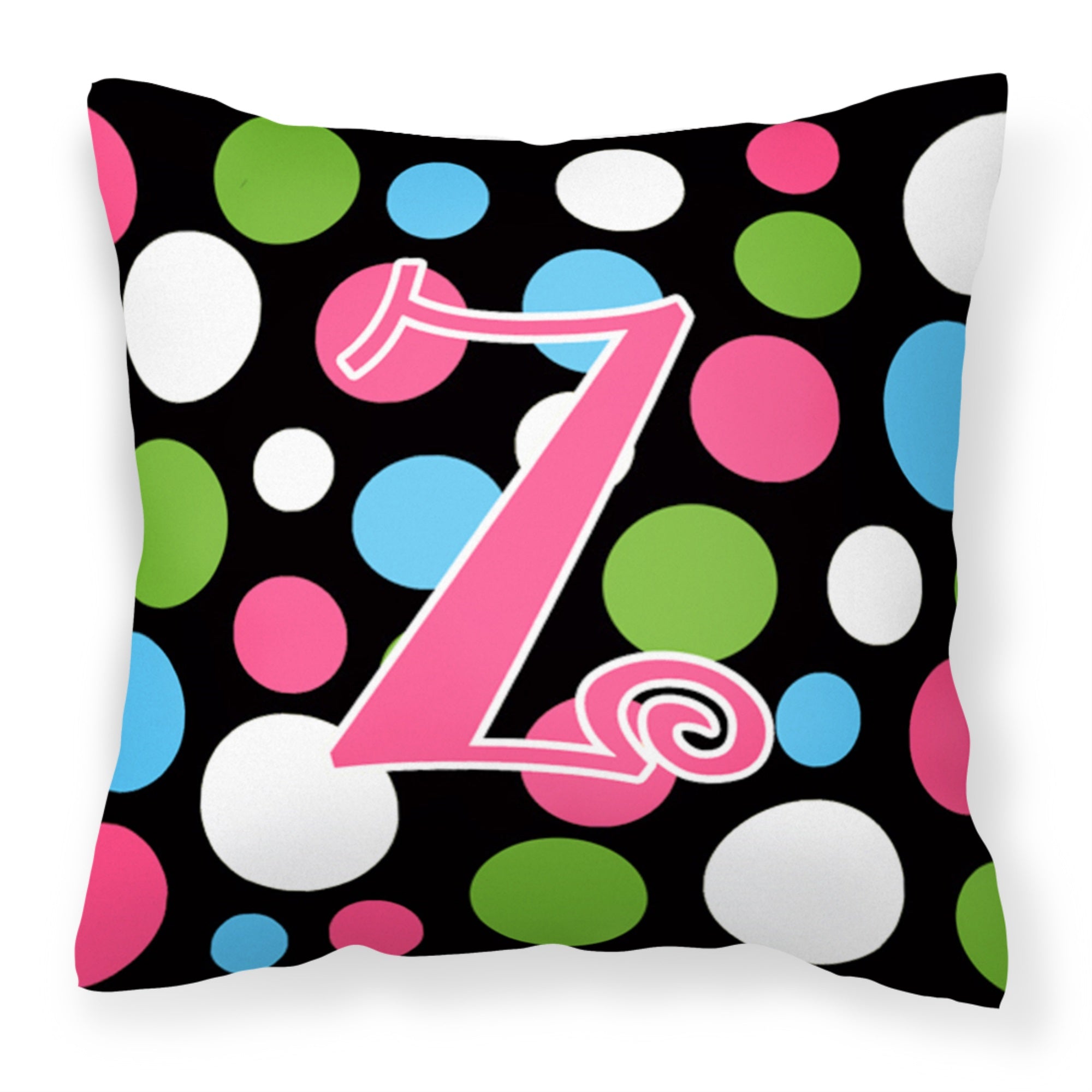 Letter Z Initial Monogram - Polkadots And Pink Fabric Decorative Pillow