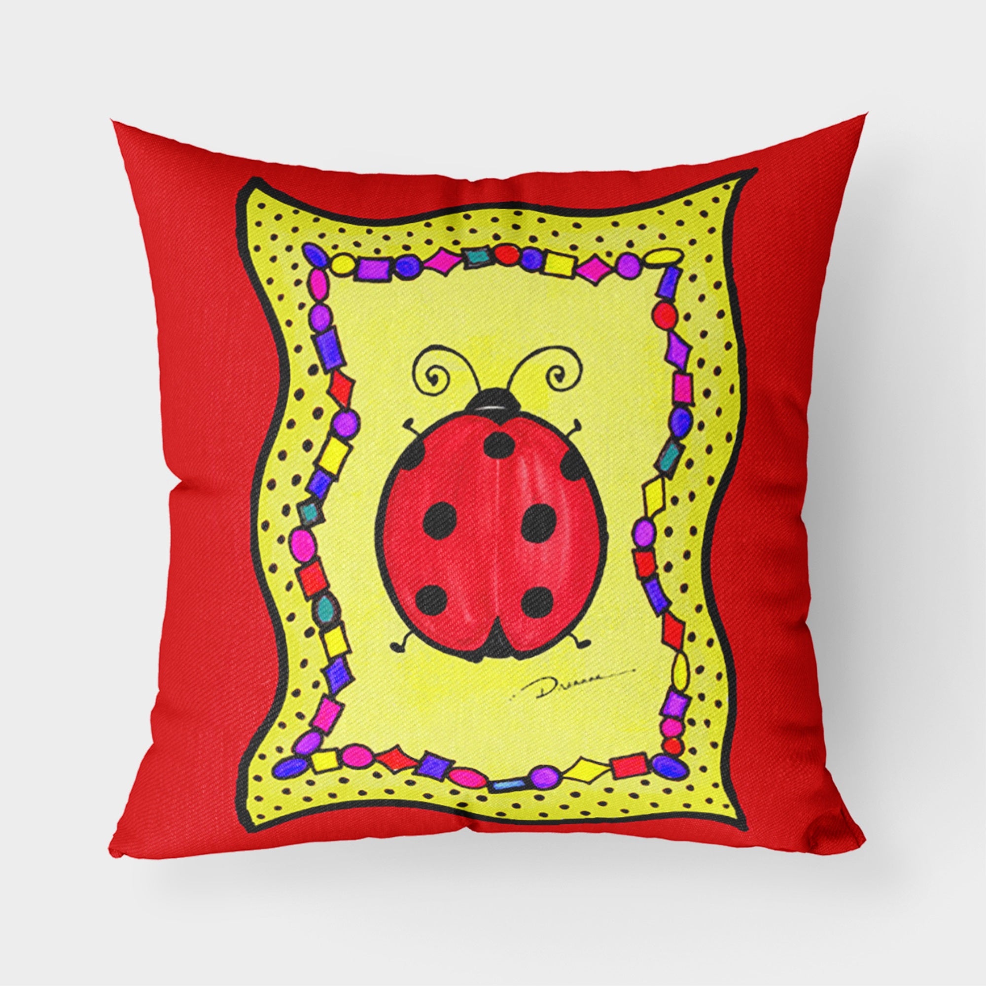 Lady Bug Fabric Decorative Pillow