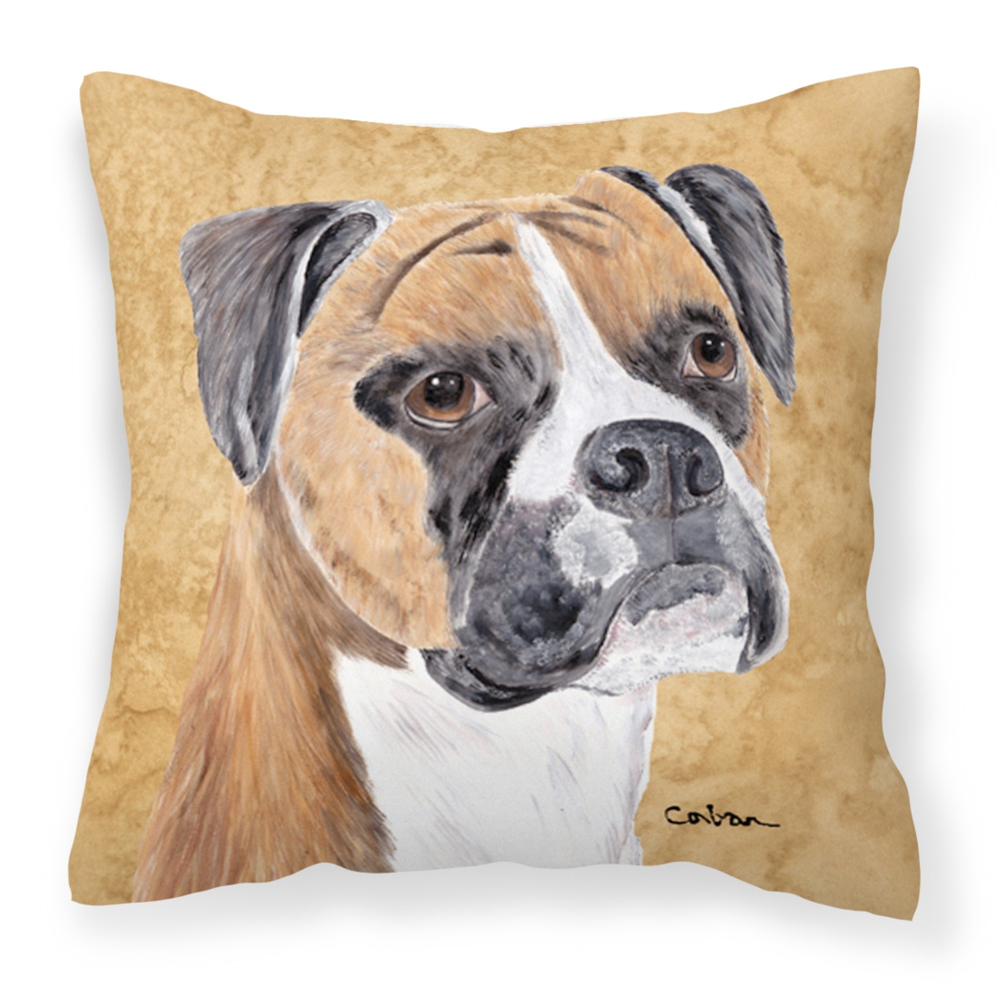 Boxer Wipe Your Paws Fabric Decorative Pillow