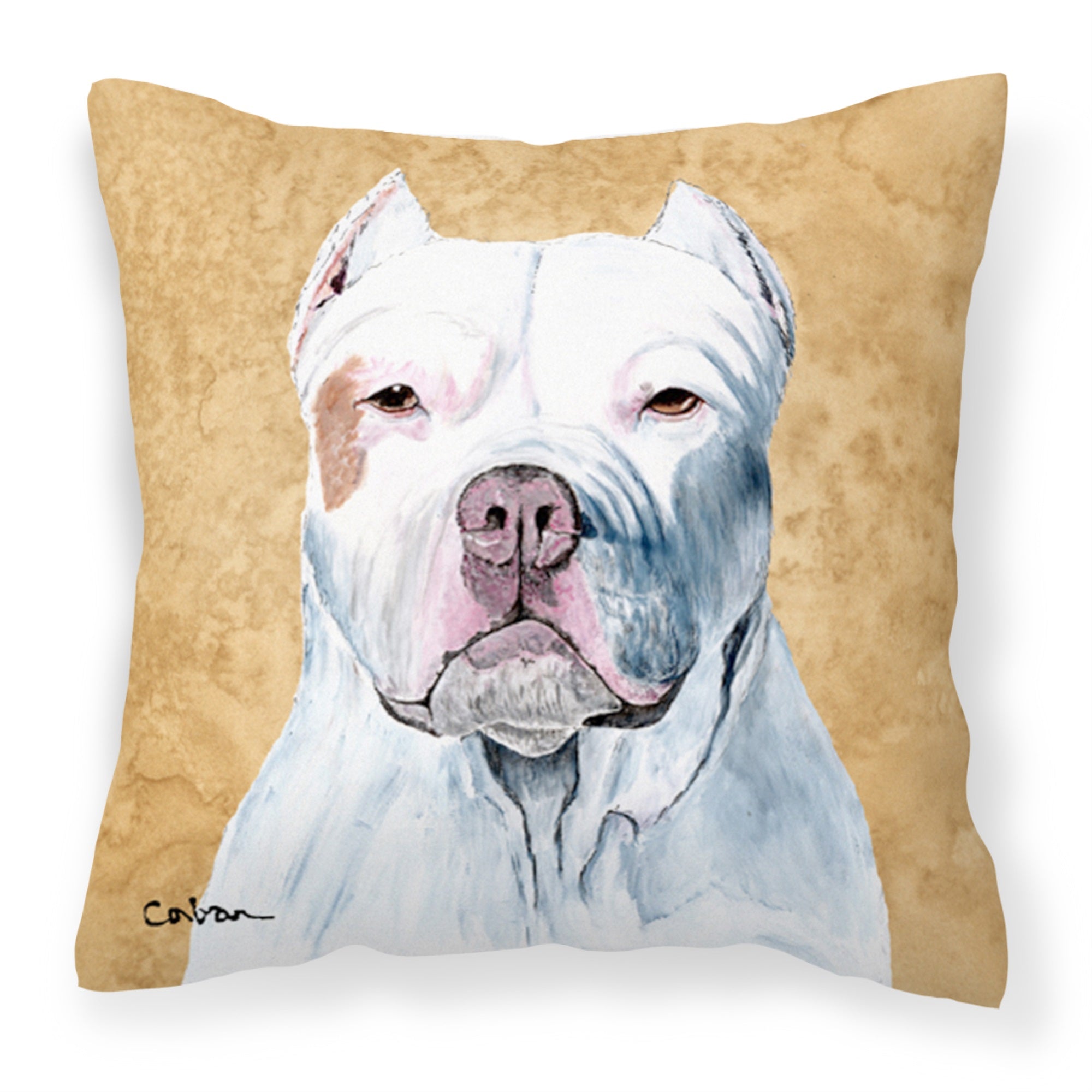 Pit Bull Wipe Your Paws Fabric Decorative Pillow
