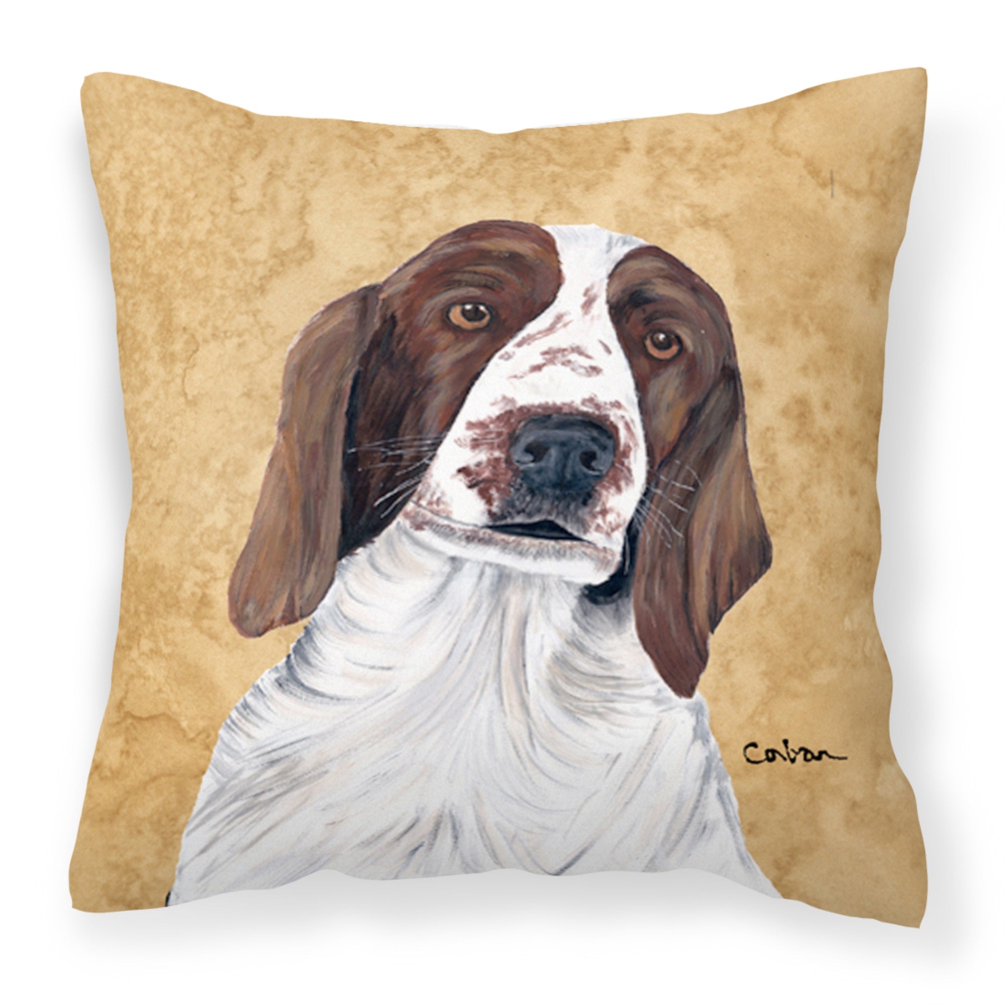 Springer Spaniel Wipe Your Paws Fabric Decorative Pillow