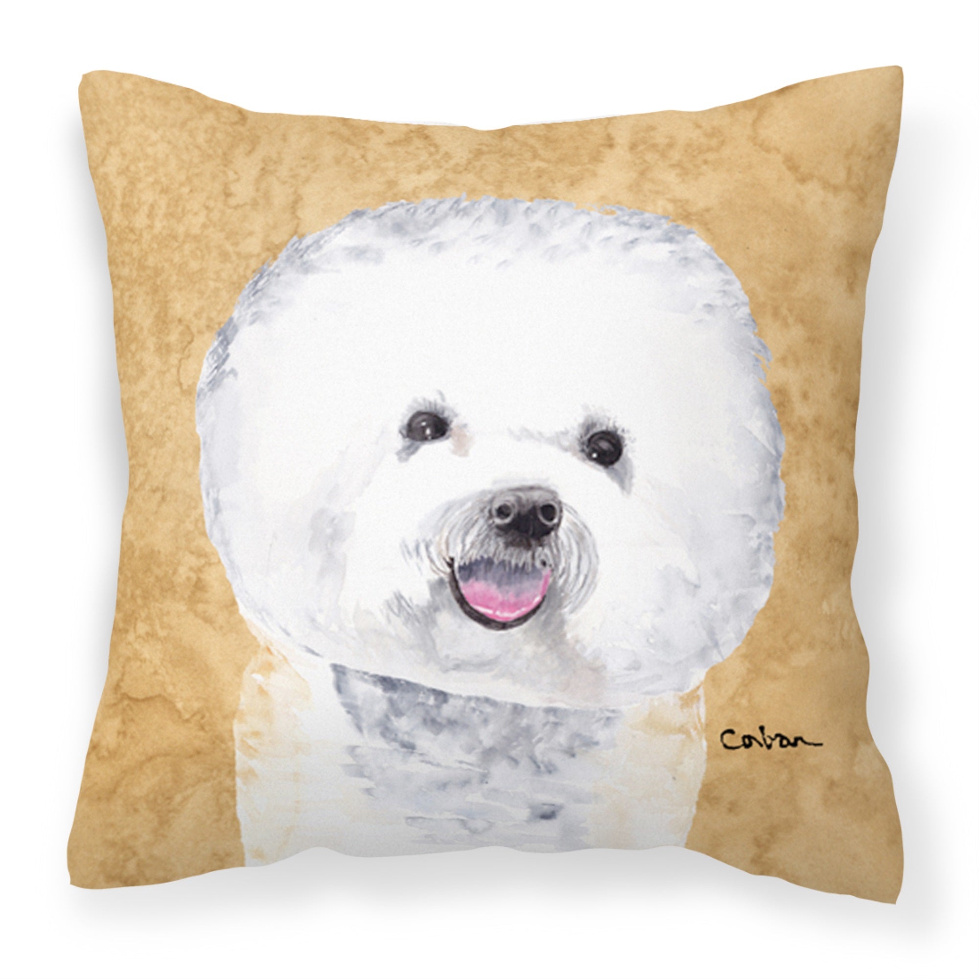 Bichon Frise Wipe Your Paws Fabric Decorative Pillow
