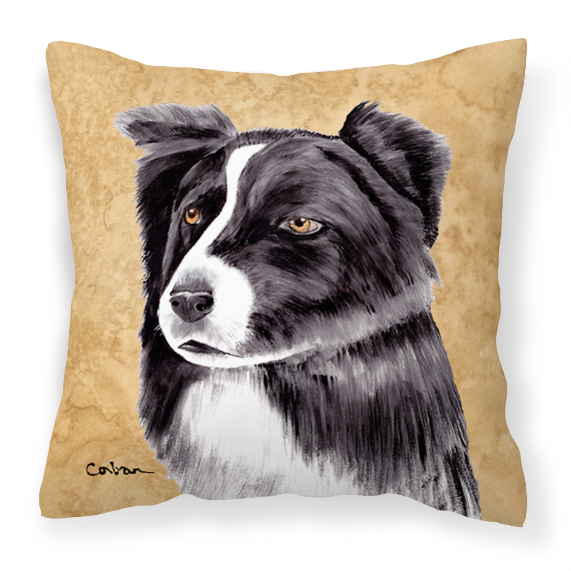 Border Collie Wipe Your Paws Fabric Decorative Pillow