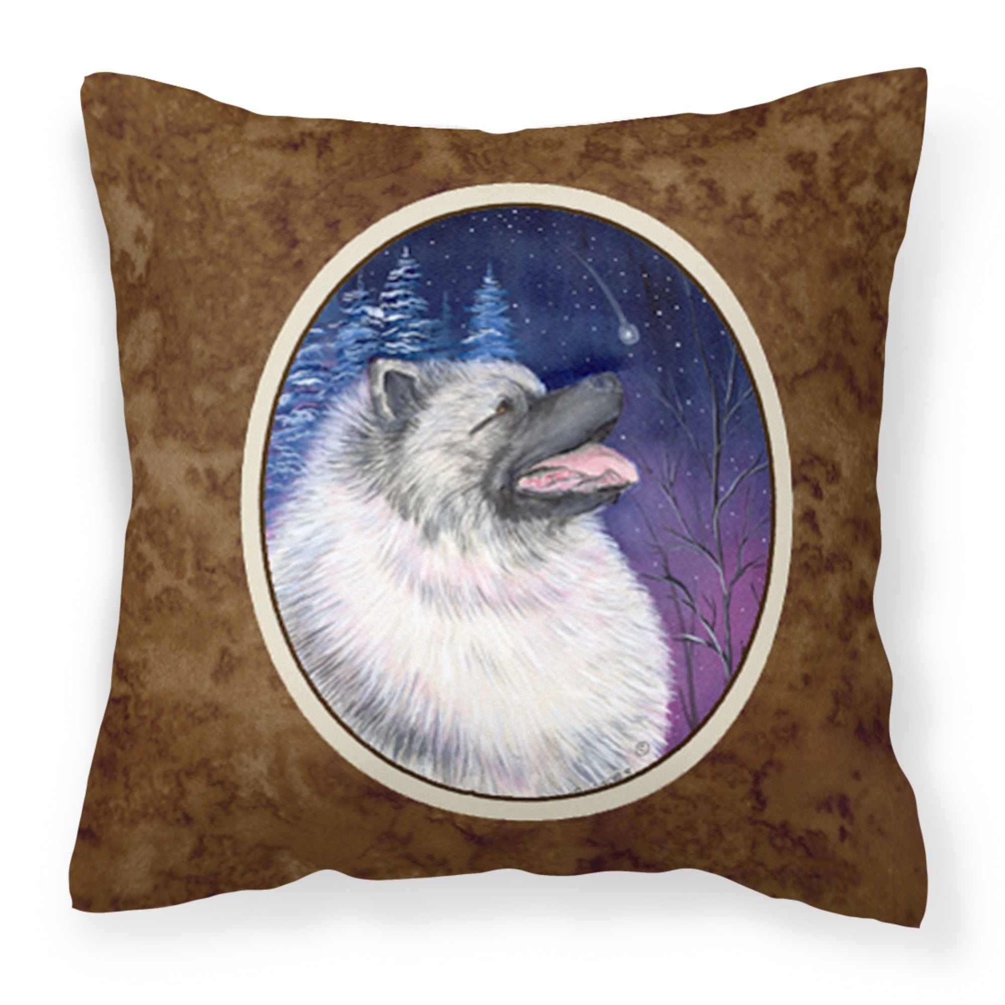 Starry Night Keeshond Fabric Decorative Pillow