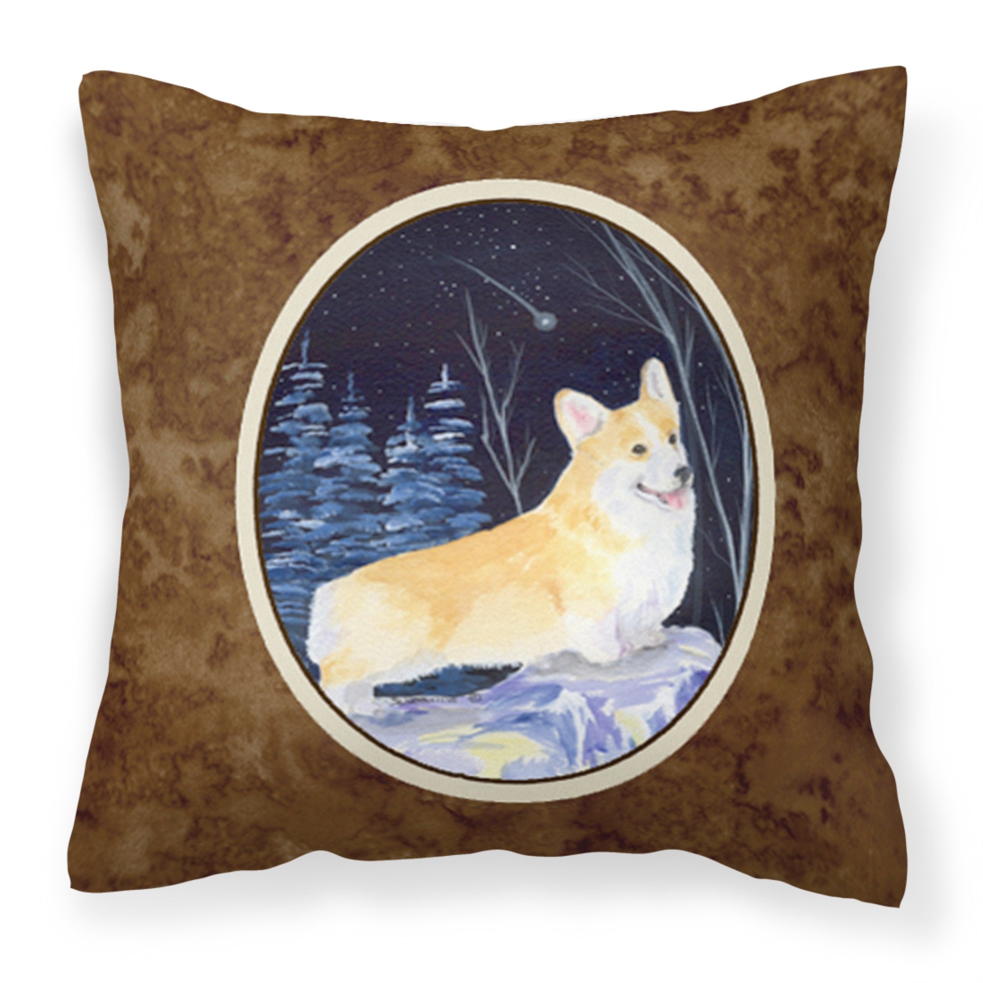 Starry Night Corgi Fabric Decorative Pillow