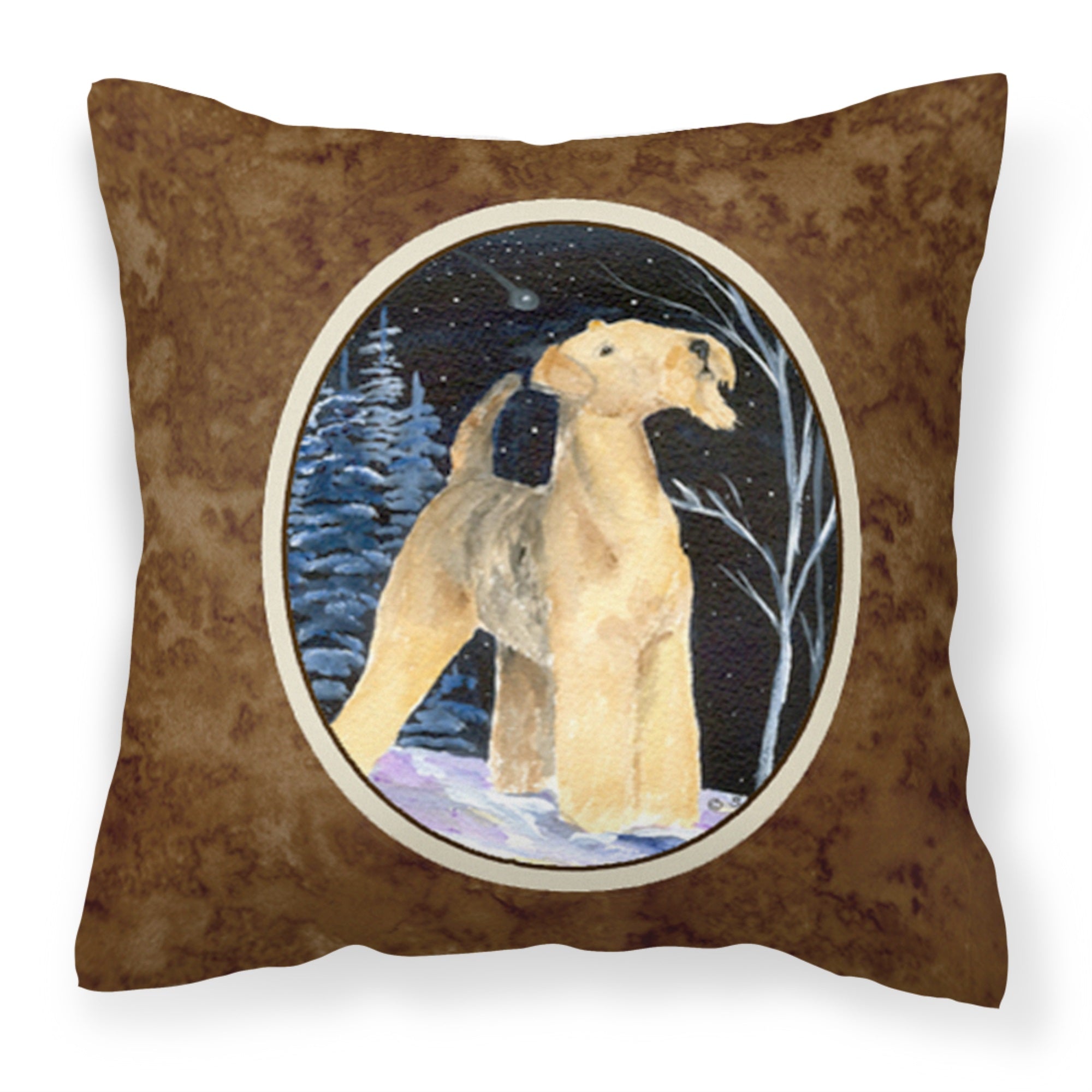 Starry Night Airedale Fabric Decorative Pillow