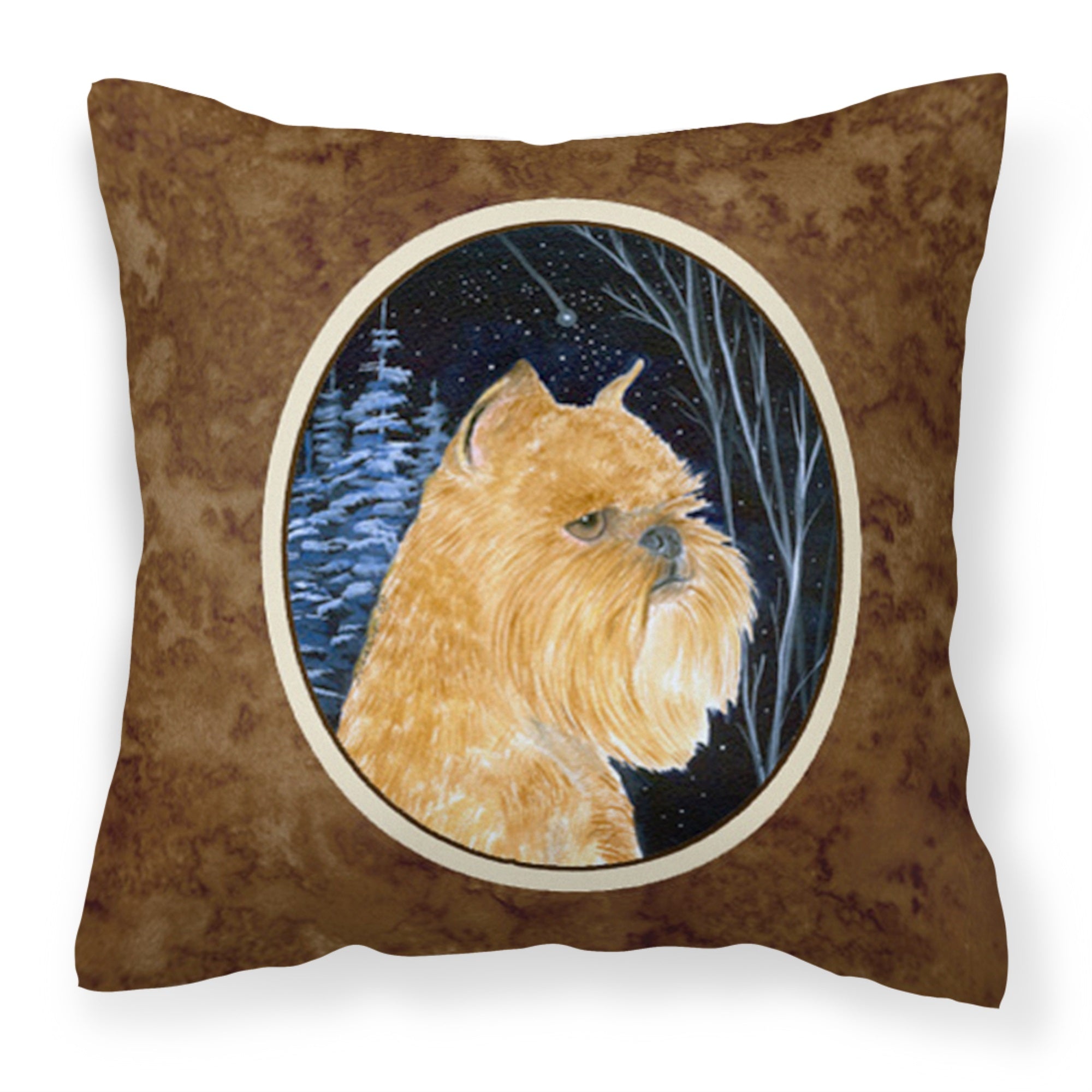 Starry Night Brussels Griffon Fabric Decorative Pillow