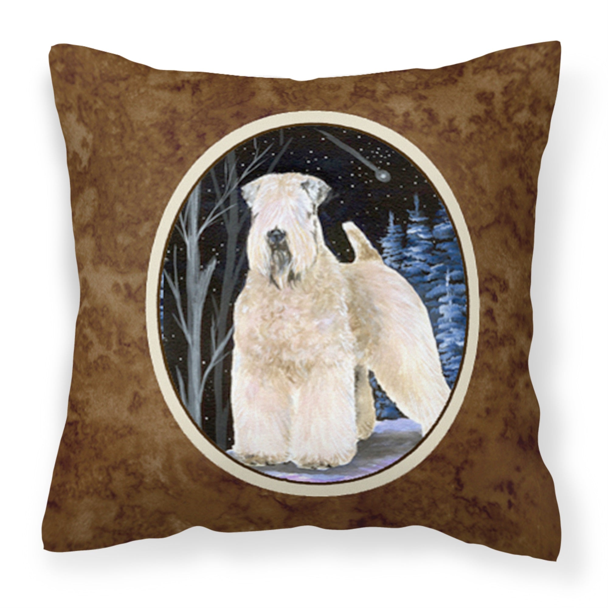 Starry Night Wheaten Terrier Soft Coated Fabric Decorative Pillow