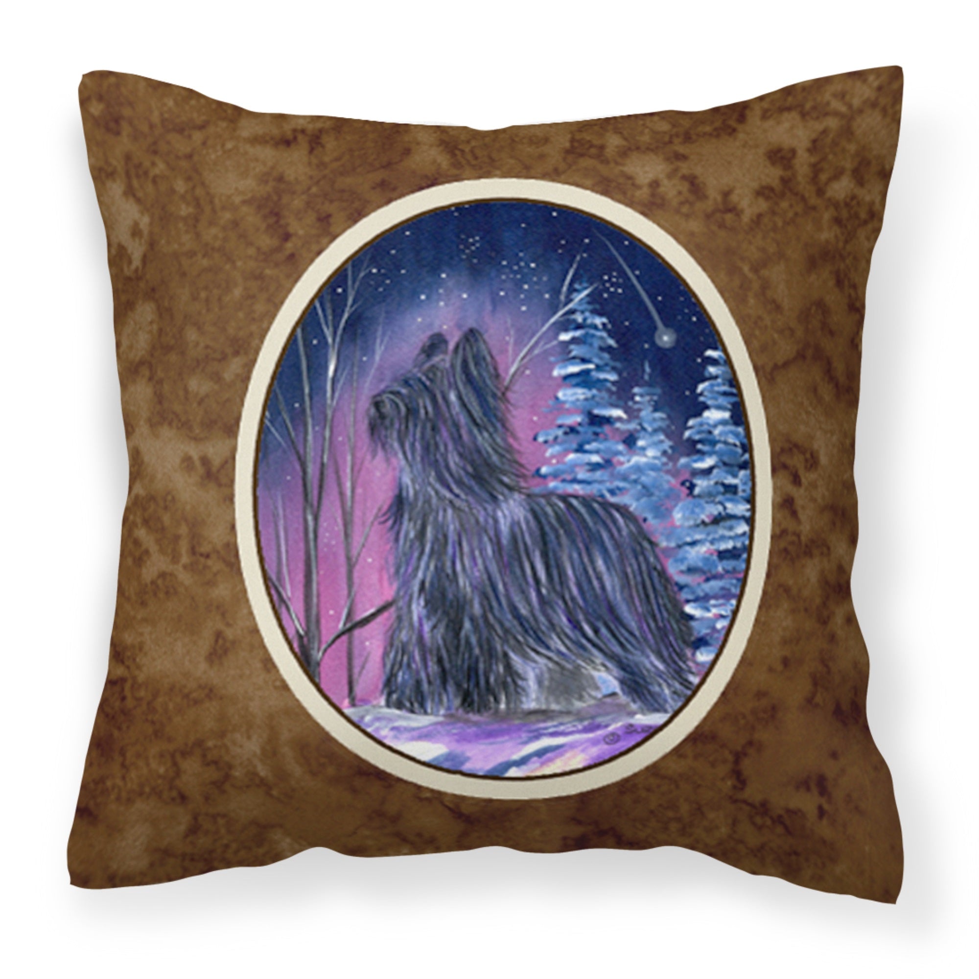 Starry Night Briard Fabric Decorative Pillow