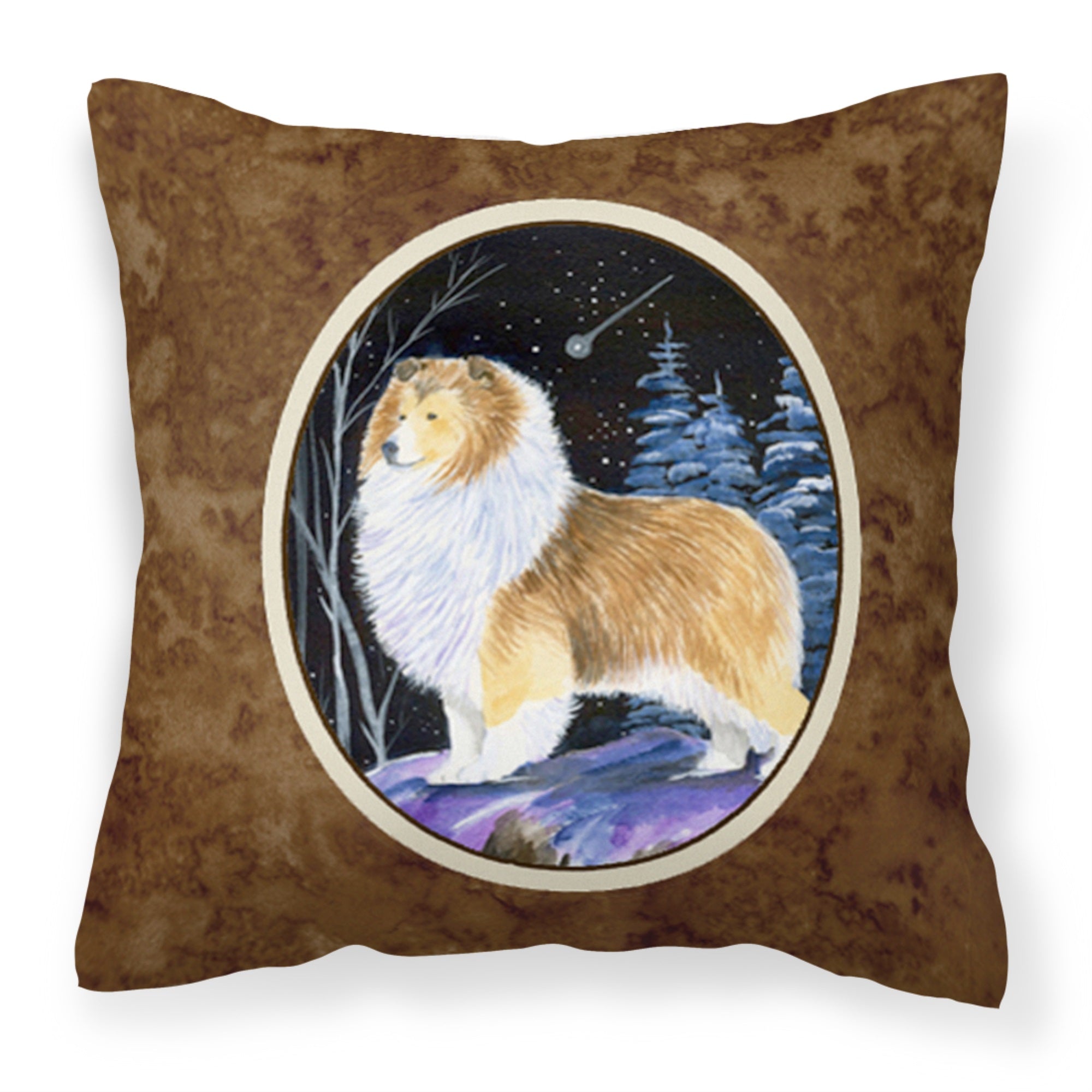 Starry Night Sheltie Fabric Decorative Pillow