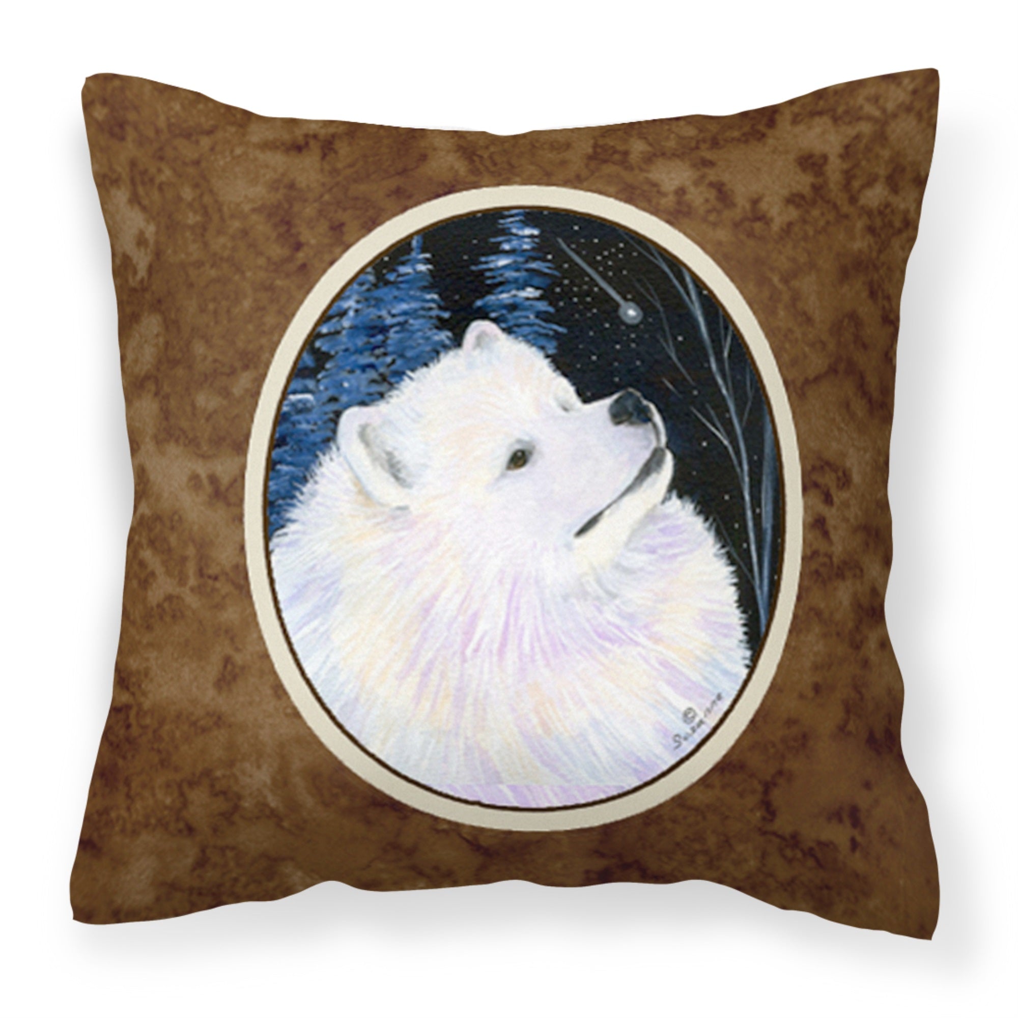 Starry Night Samoyed Fabric Decorative Pillow