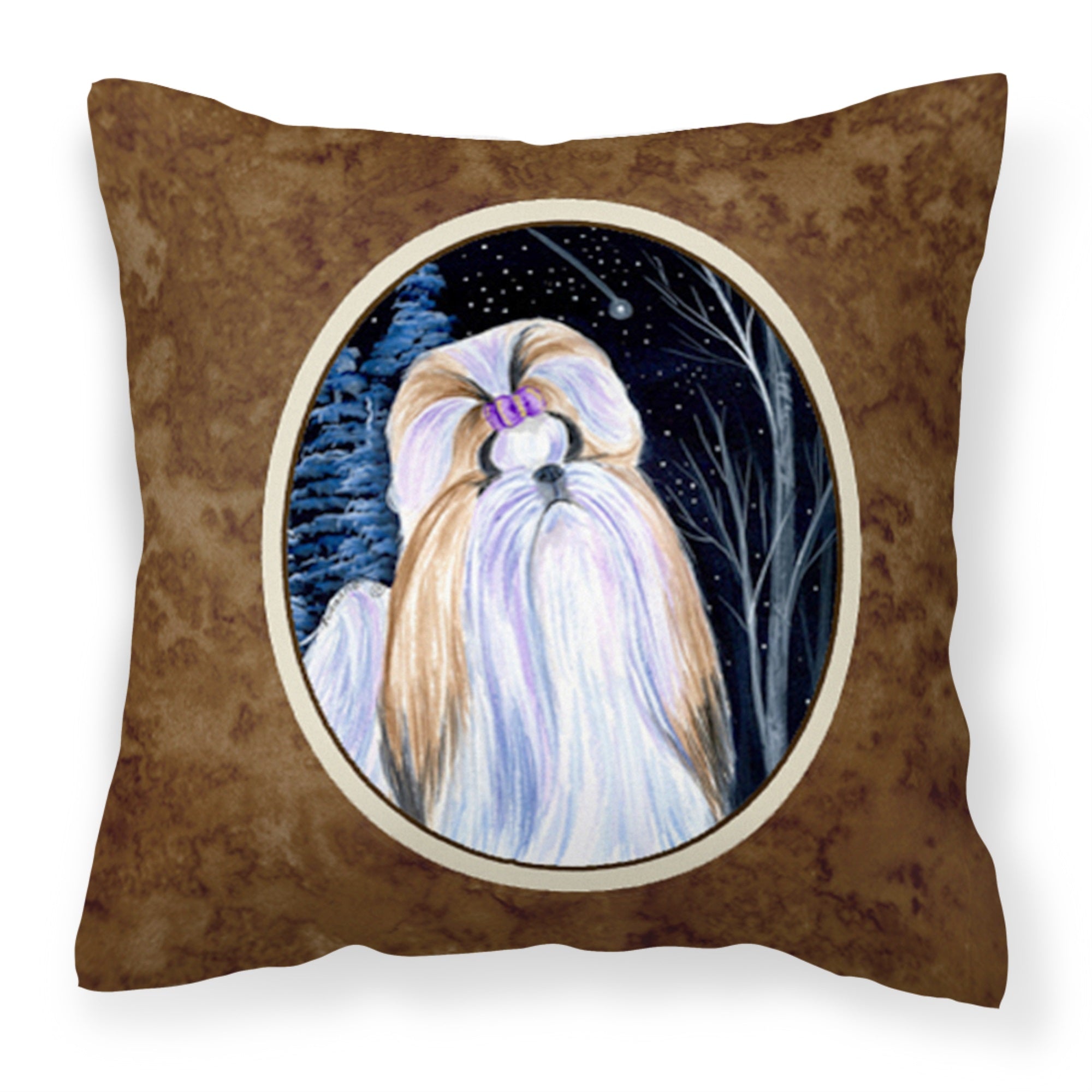 Starry Night Shih Tzu Fabric Decorative Pillow