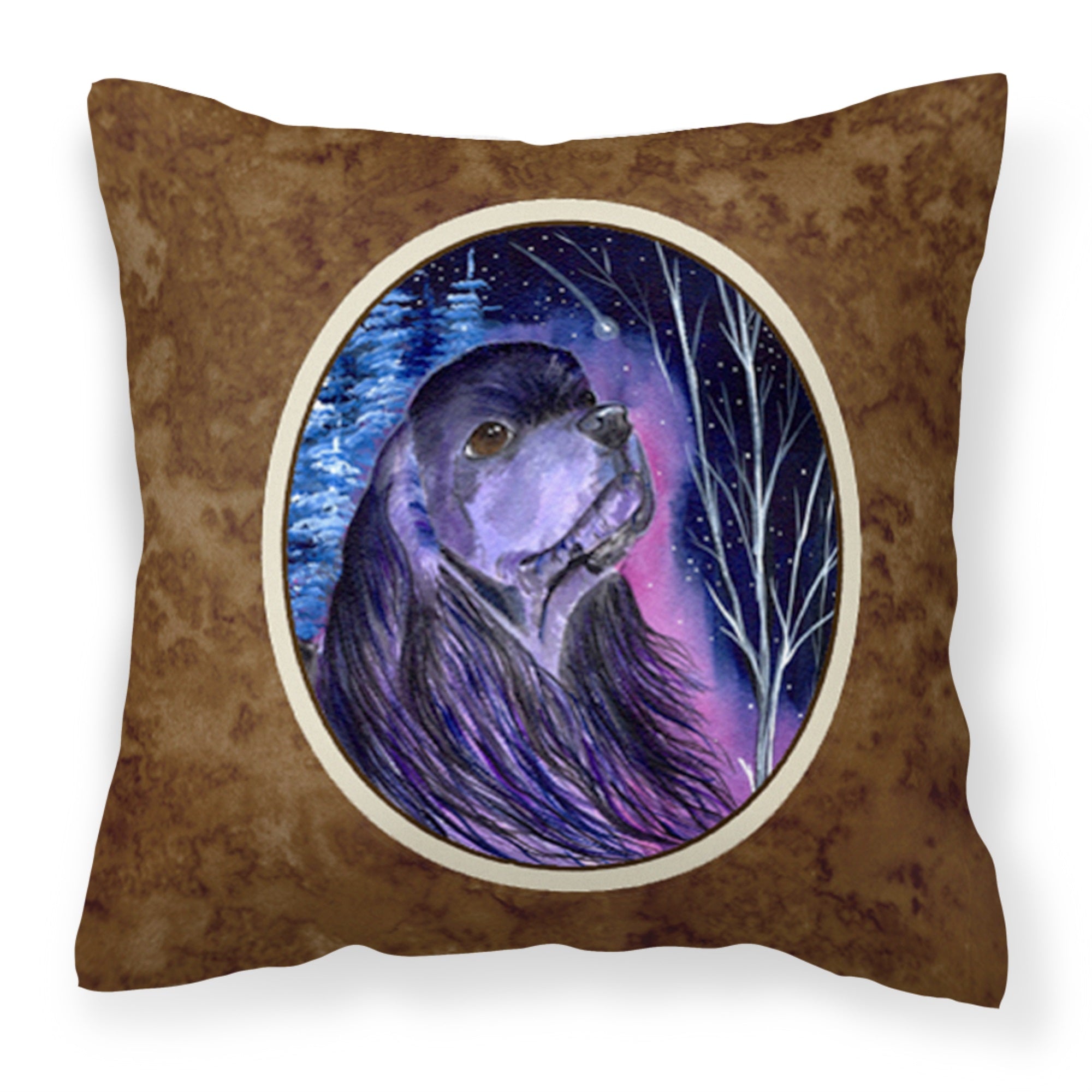 Starry Night Cocker Spaniel Fabric Decorative Pillow