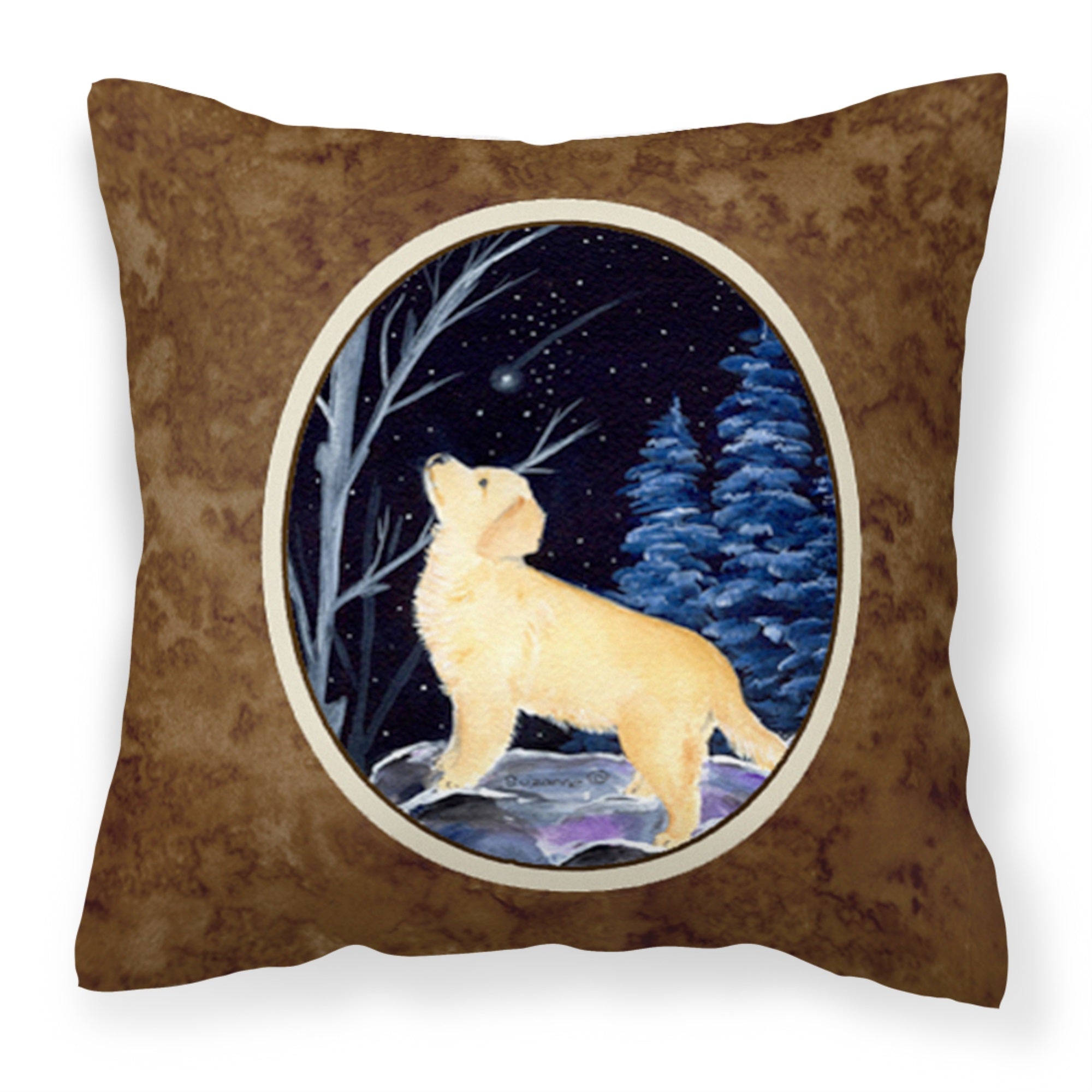 Starry Night Golden Retriever Fabric Decorative Pillow