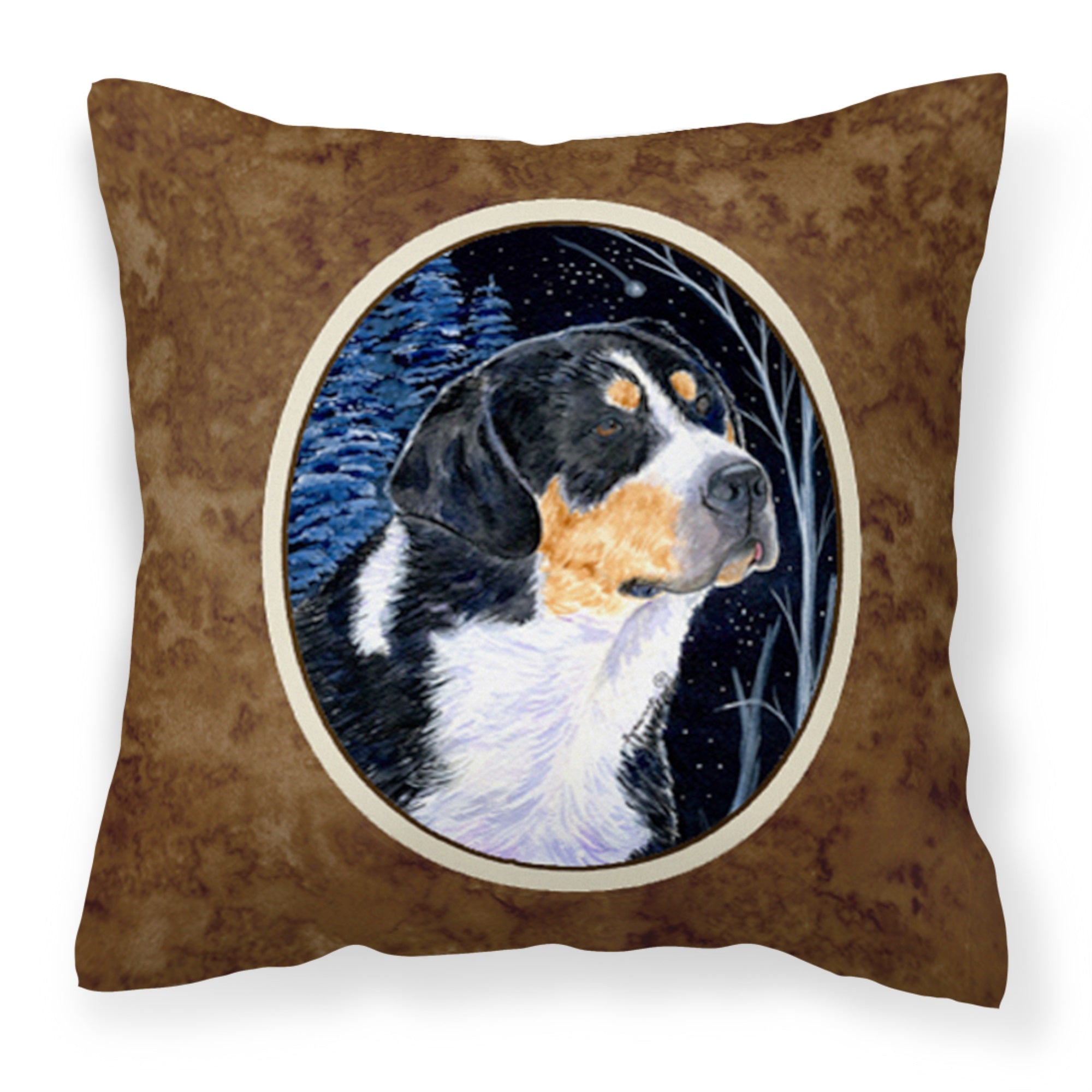 Starry Night Bernese Mountain Dog Fabric Decorative Pillow