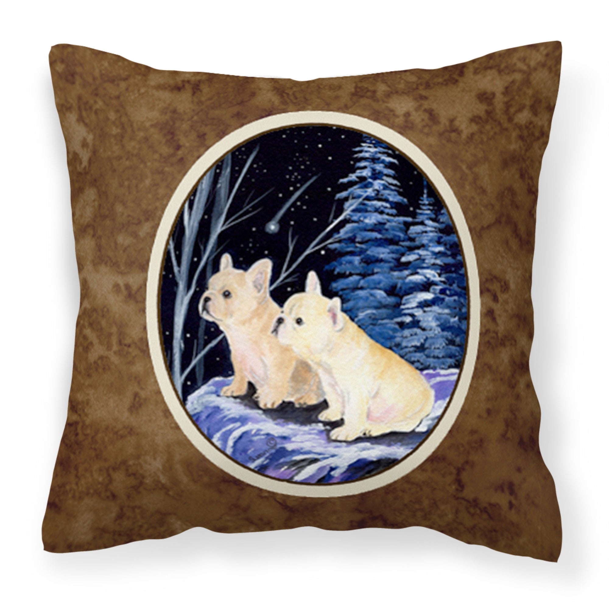 Starry Night French Bulldog Fabric Decorative Pillow
