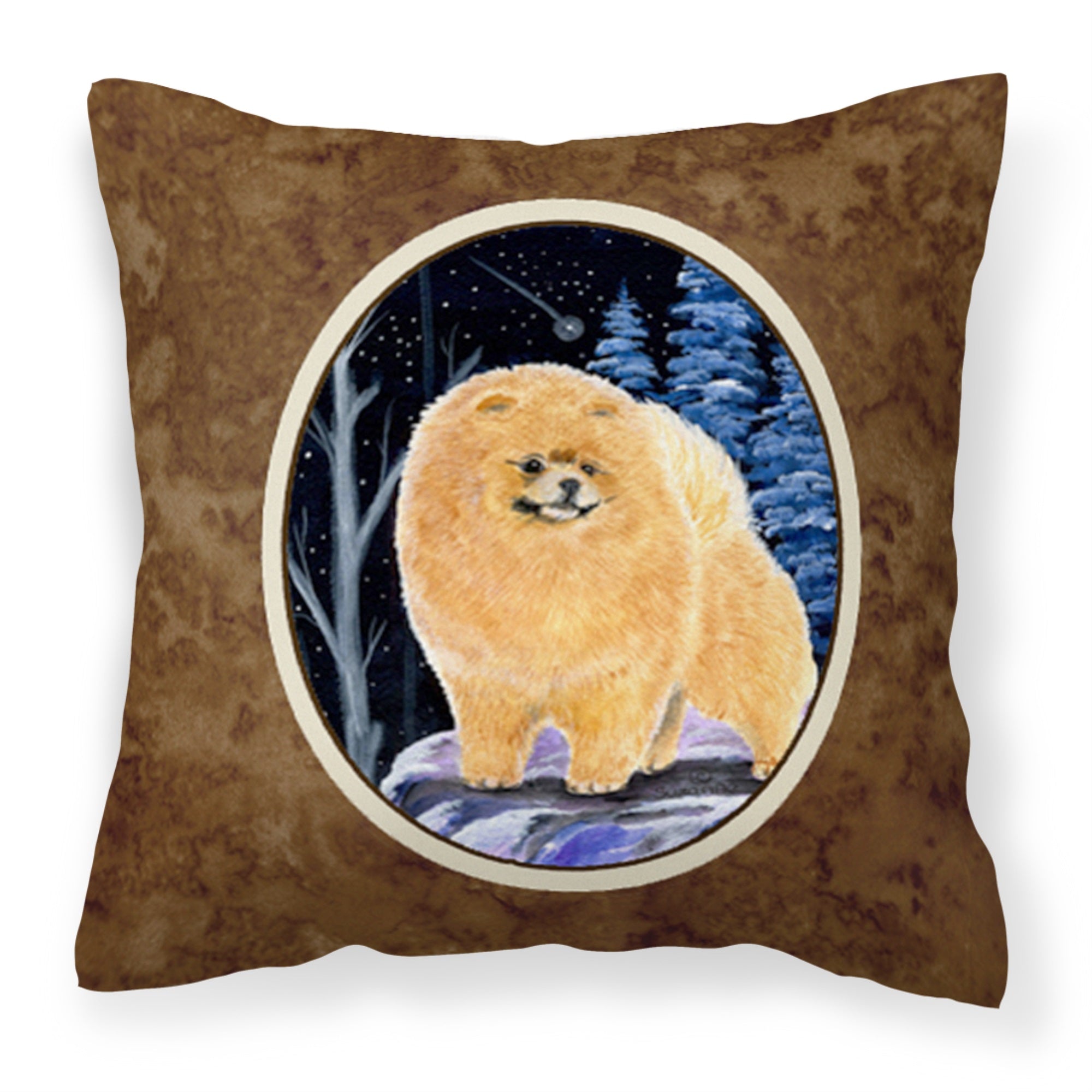 Starry Night Pomeranian Fabric Decorative Pillow