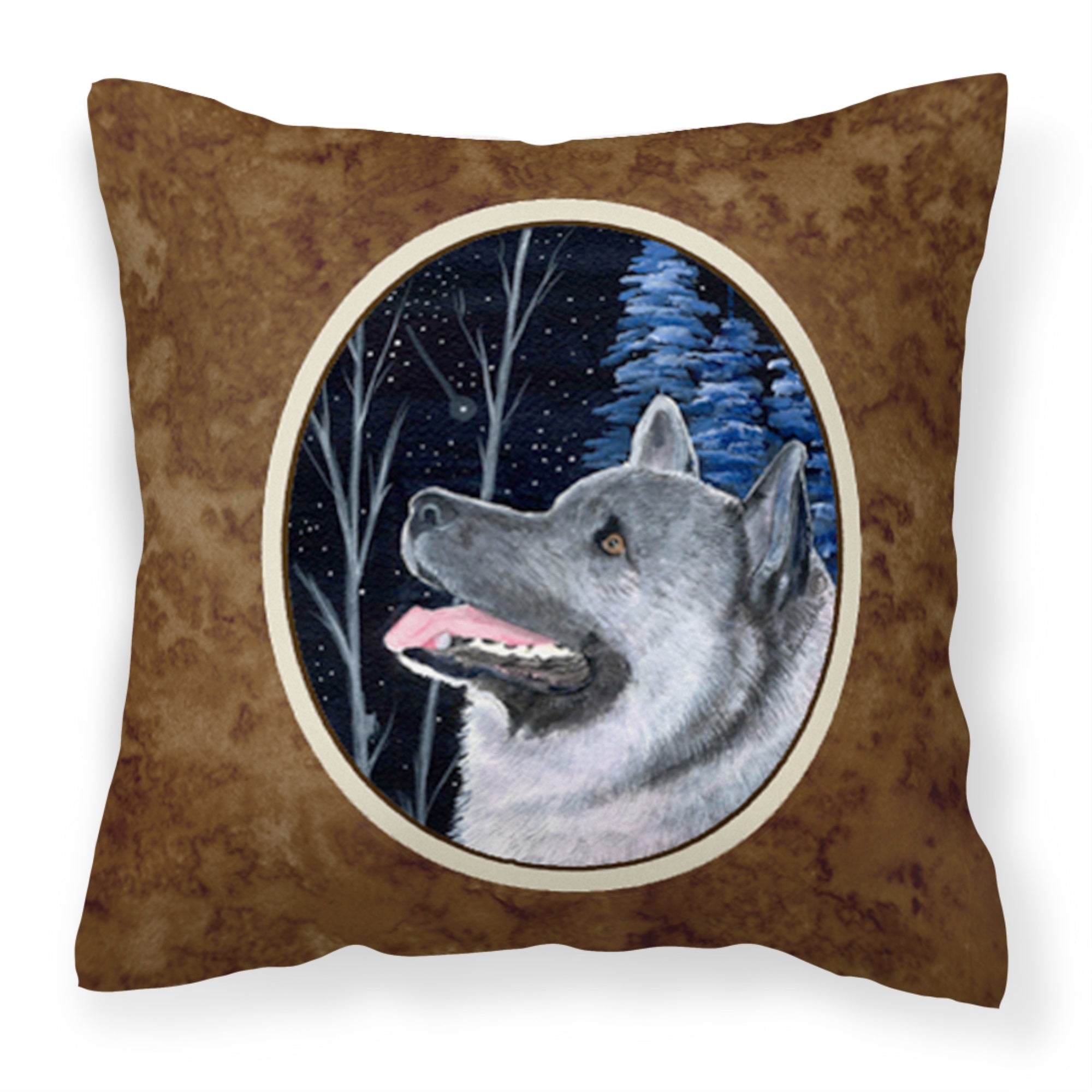 Starry Night Norwegian Elkhound Fabric Decorative Pillow