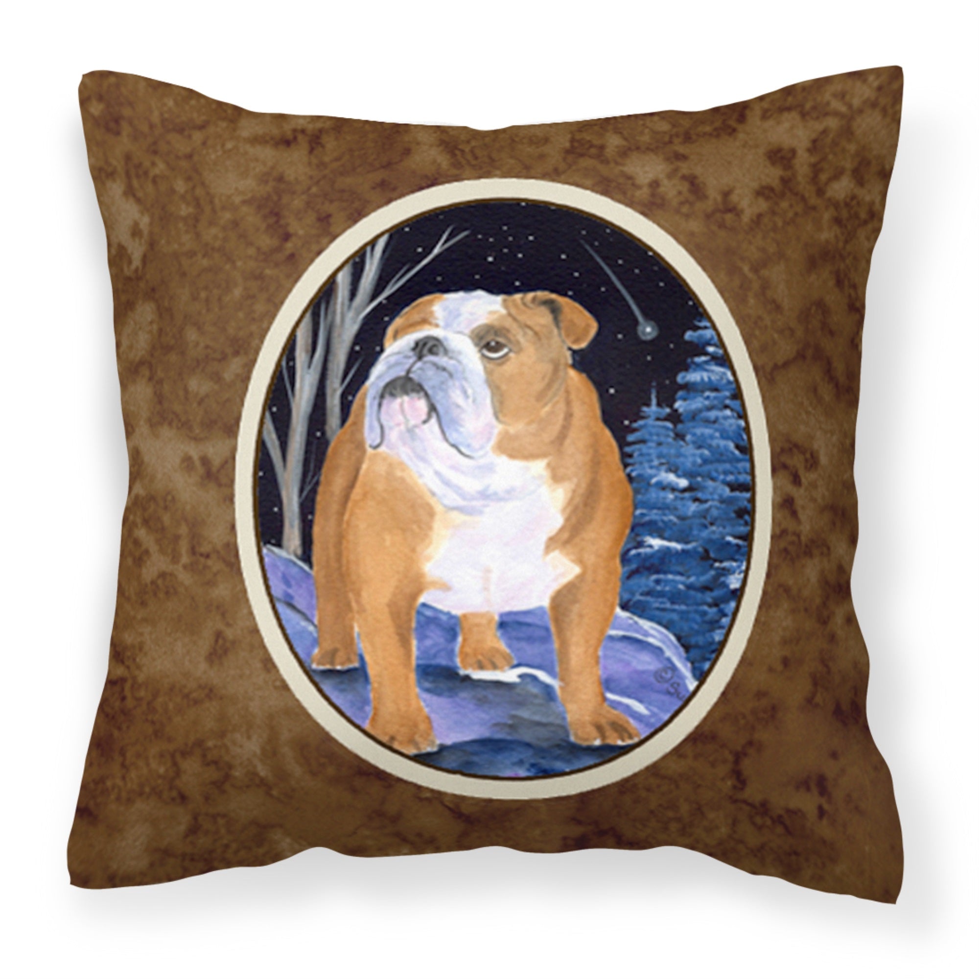 Starry Night English Bulldog Fabric Decorative Pillow