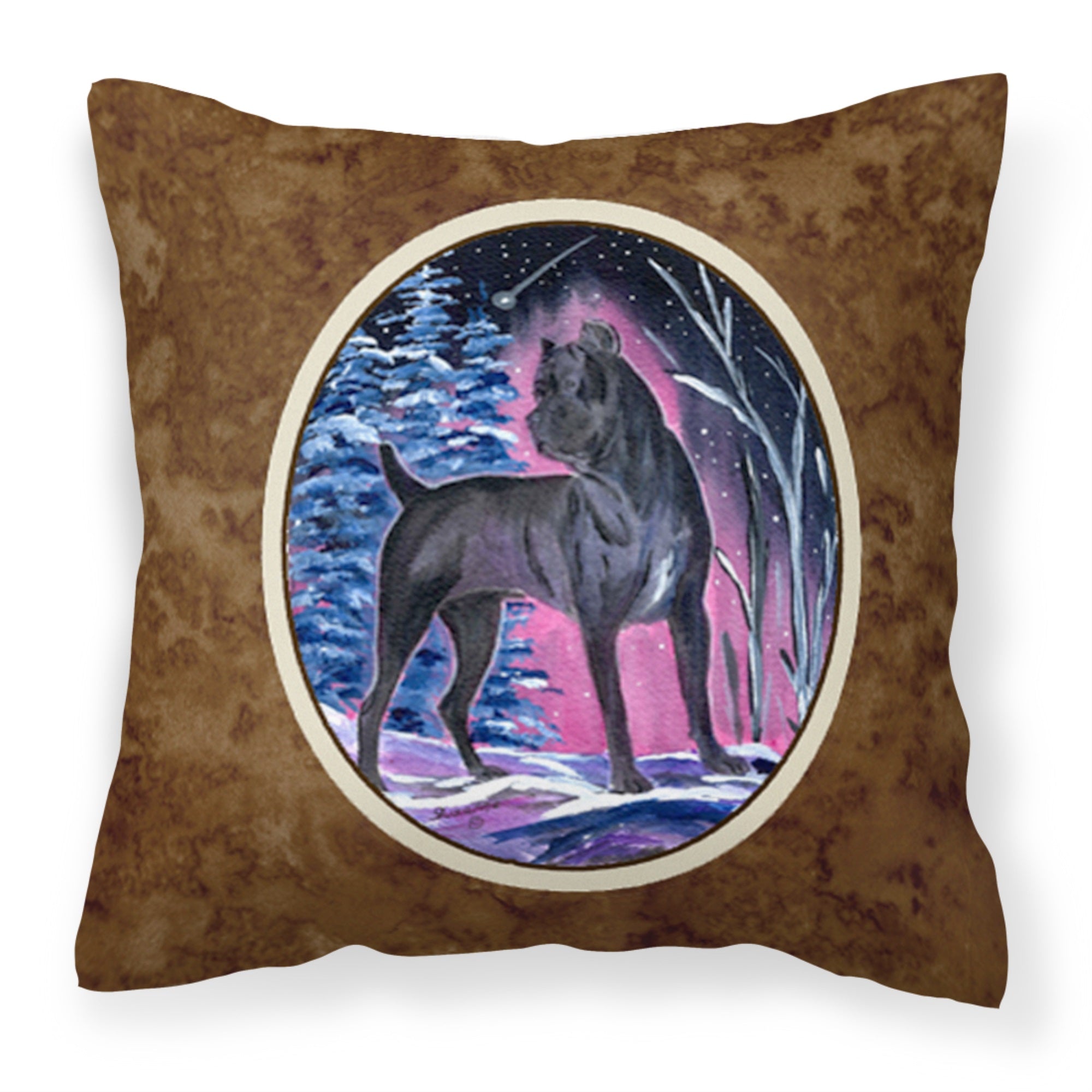 Starry Night Cane Corso Fabric Decorative Pillow