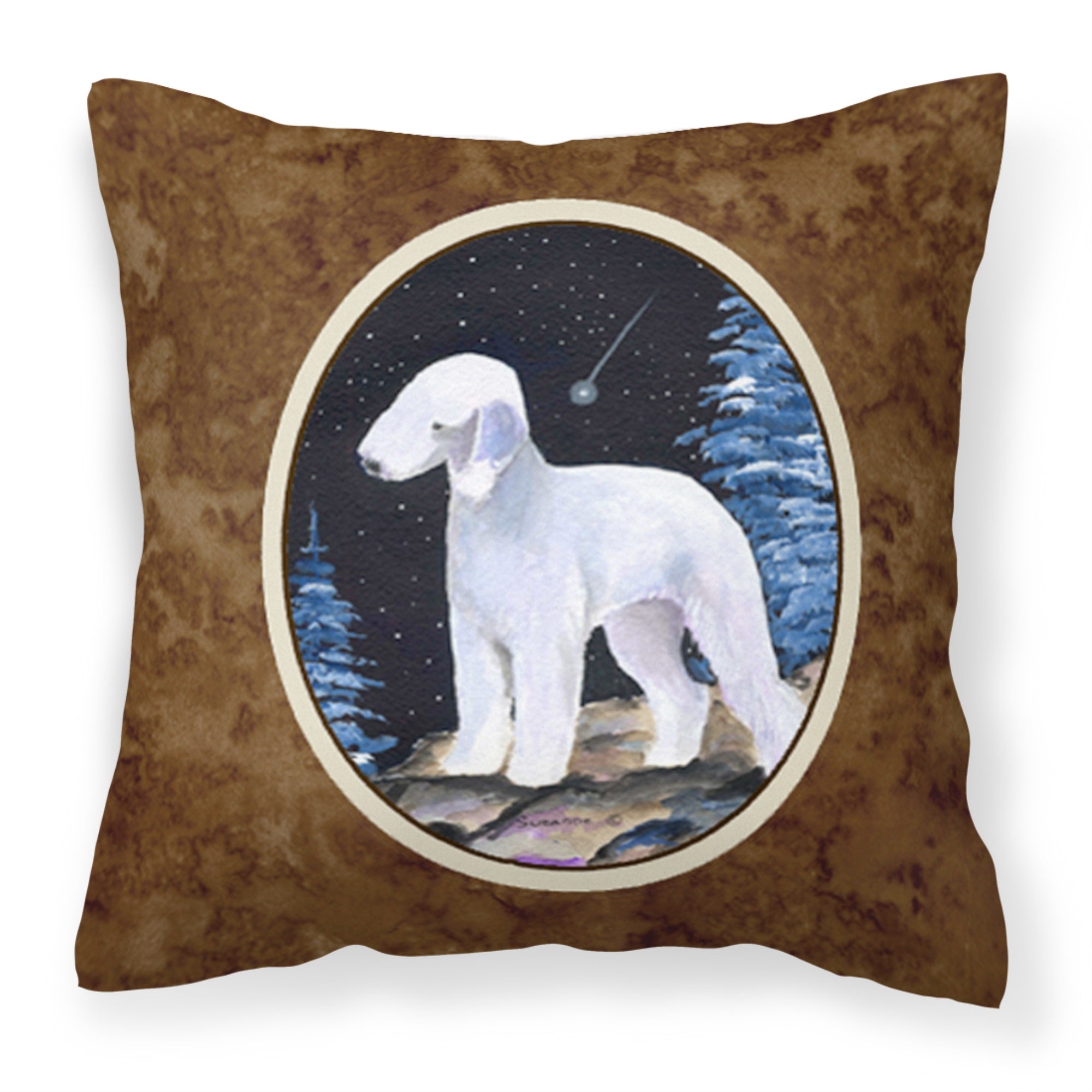 Starry Night Bedlington Terrier Fabric Decorative Pillow