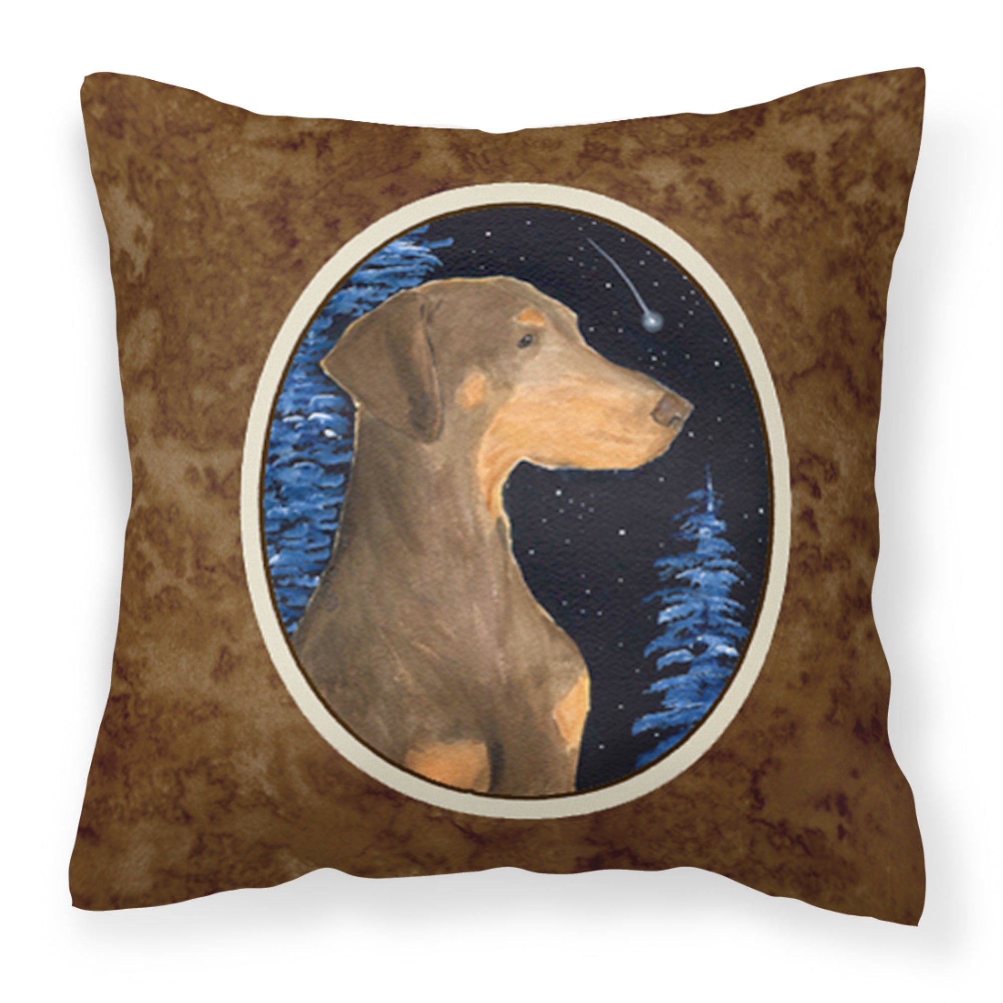 Starry Night Doberman Fabric Decorative Pillow