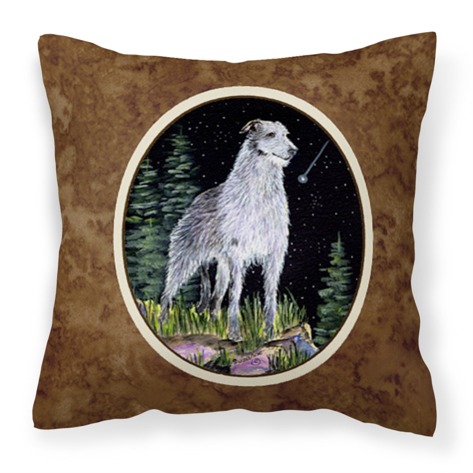 Starry Night Scottish Deerhound Fabric Decorative Pillow