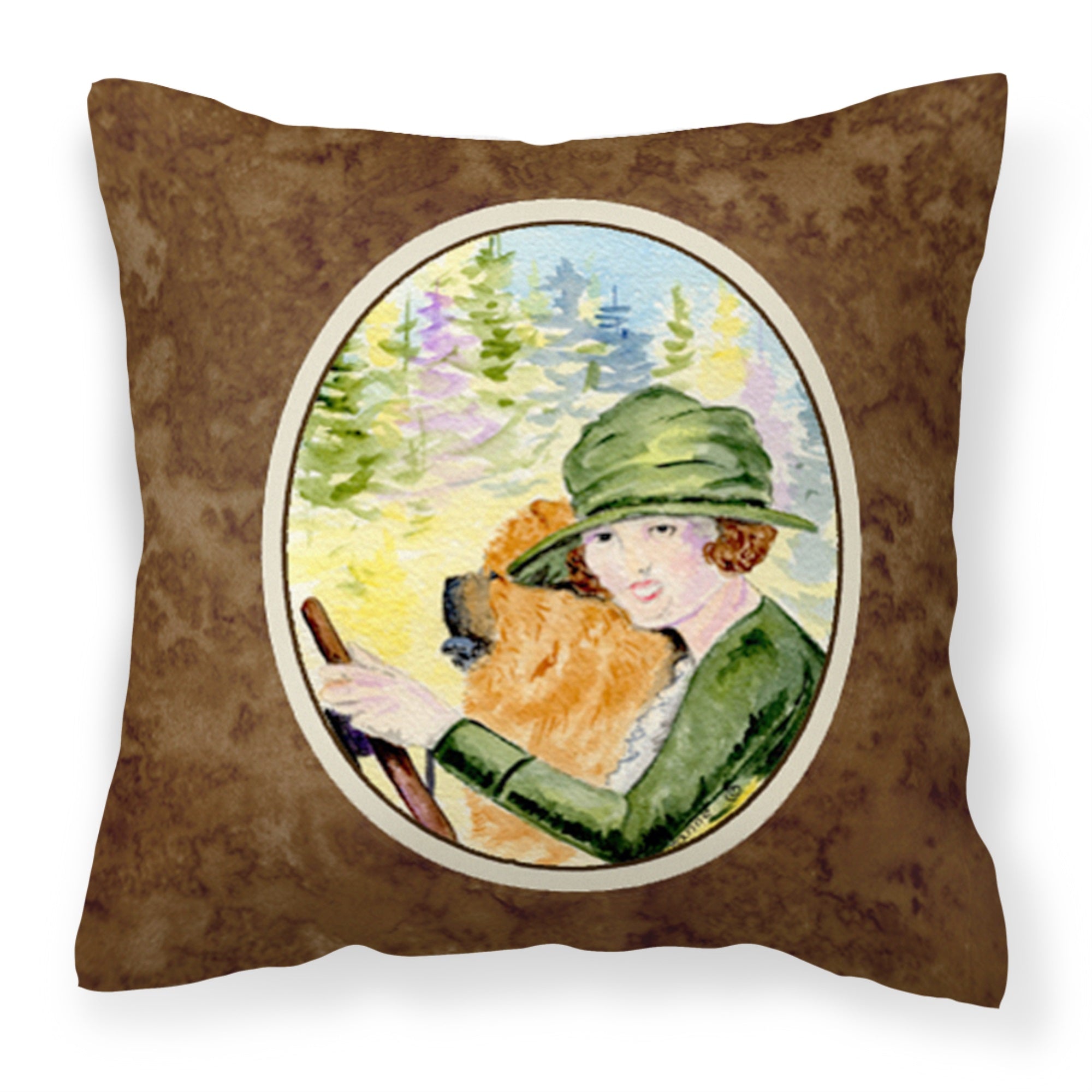 Lady Driving With Her Chow Chow Fabric Decorative Pillow