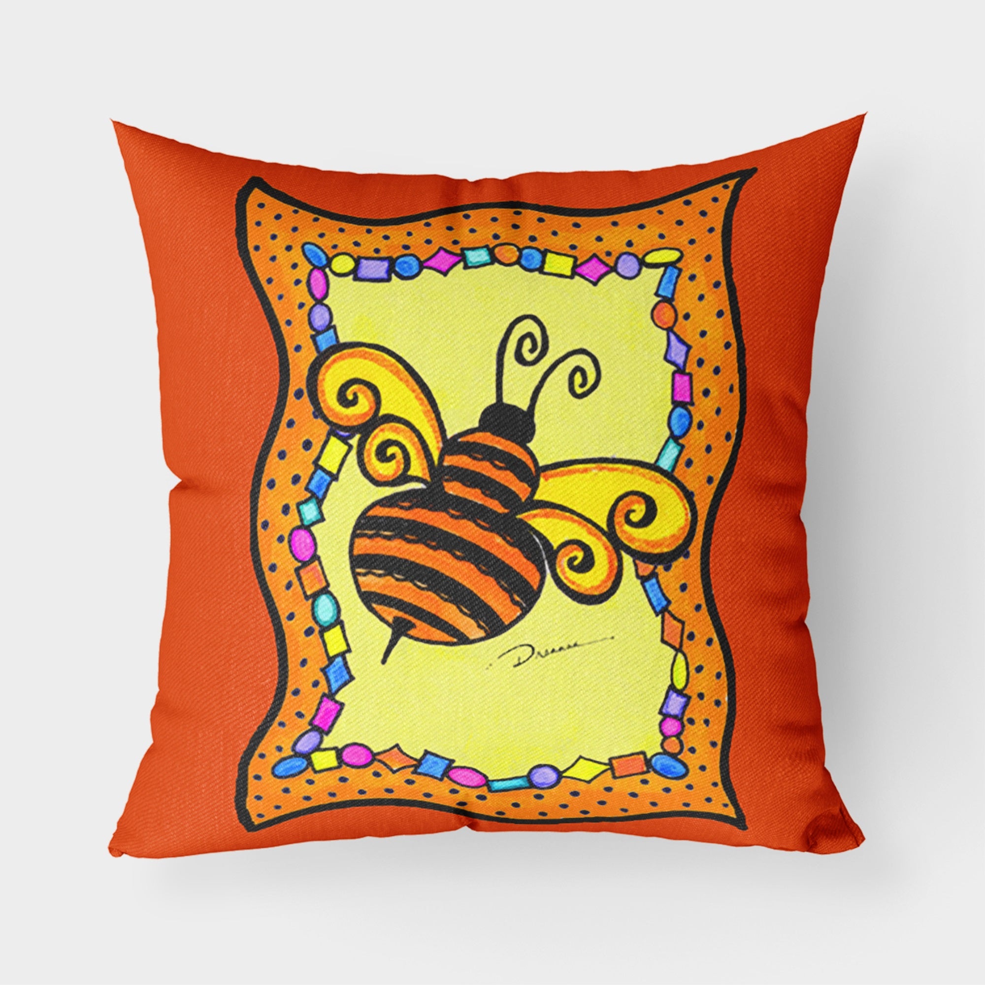 Bee Fabric Decorative Pillow