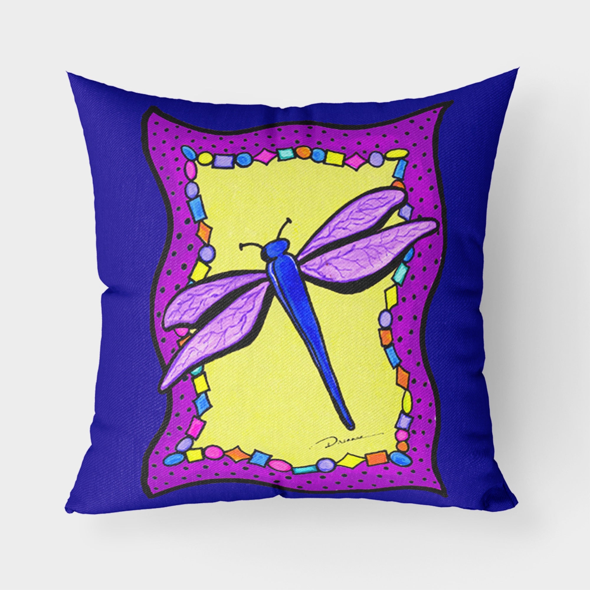 Dragonfly Fabric Decorative Pillow
