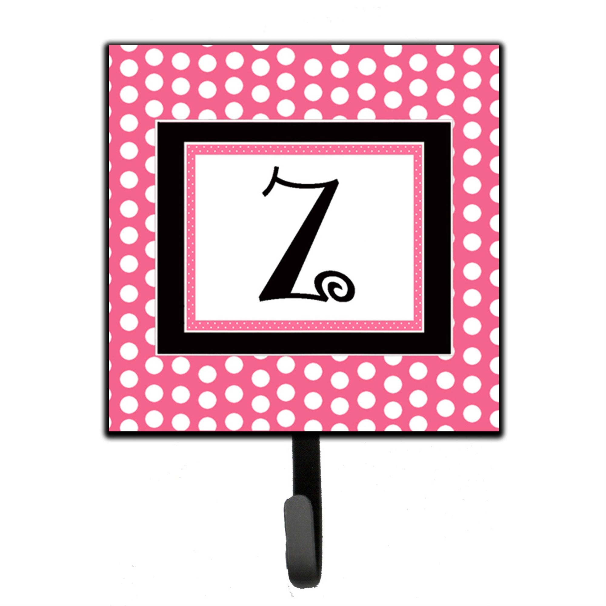 Letter Z Monogram - Pink Black Polka Dots Leash Or Key Holder