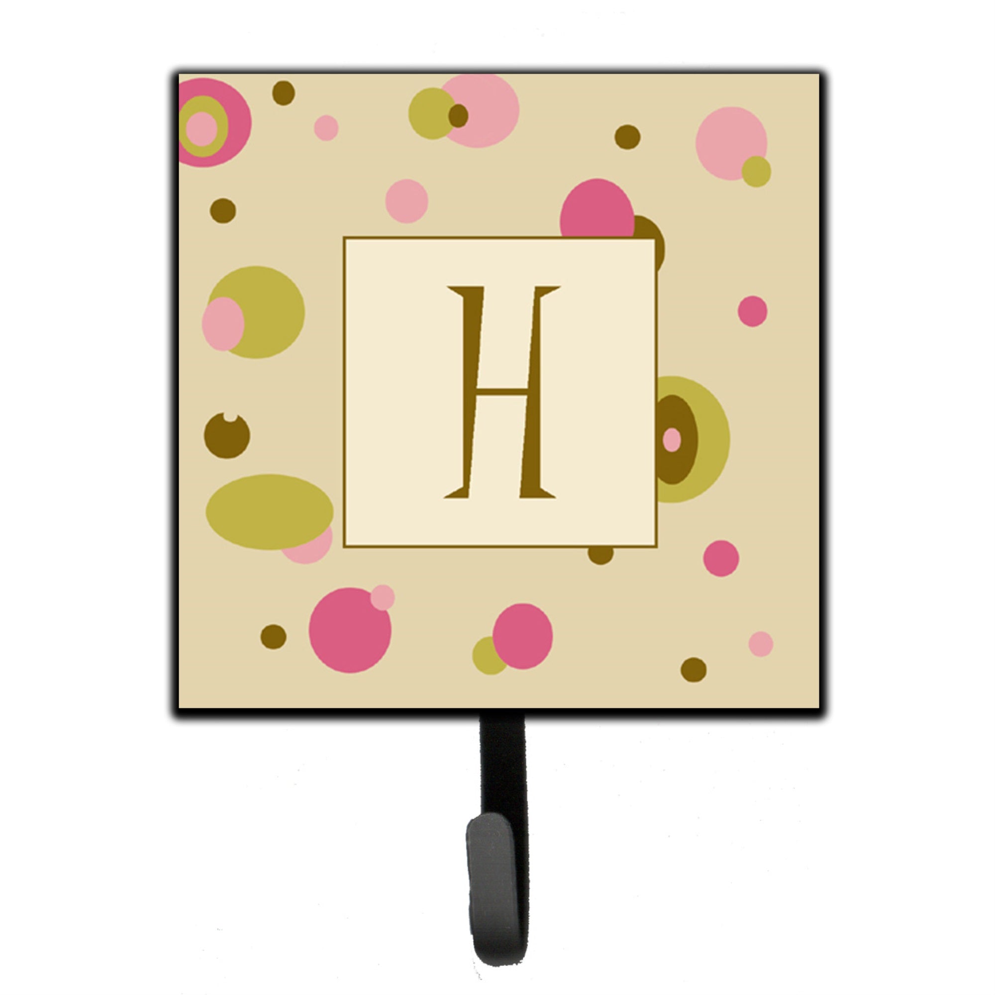 Letter H Initial Monogram - Tan Dots Leash Or Key Holder